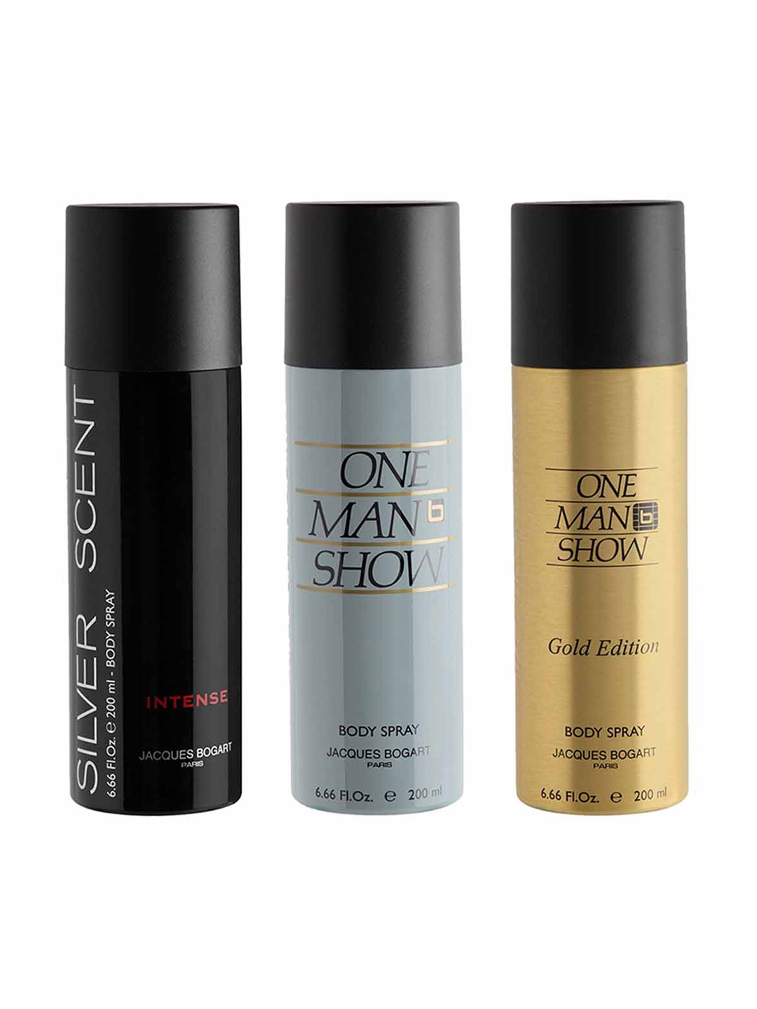 

JACQUES BOGART Men Set of 3 Deodorants - 200ml each, Black