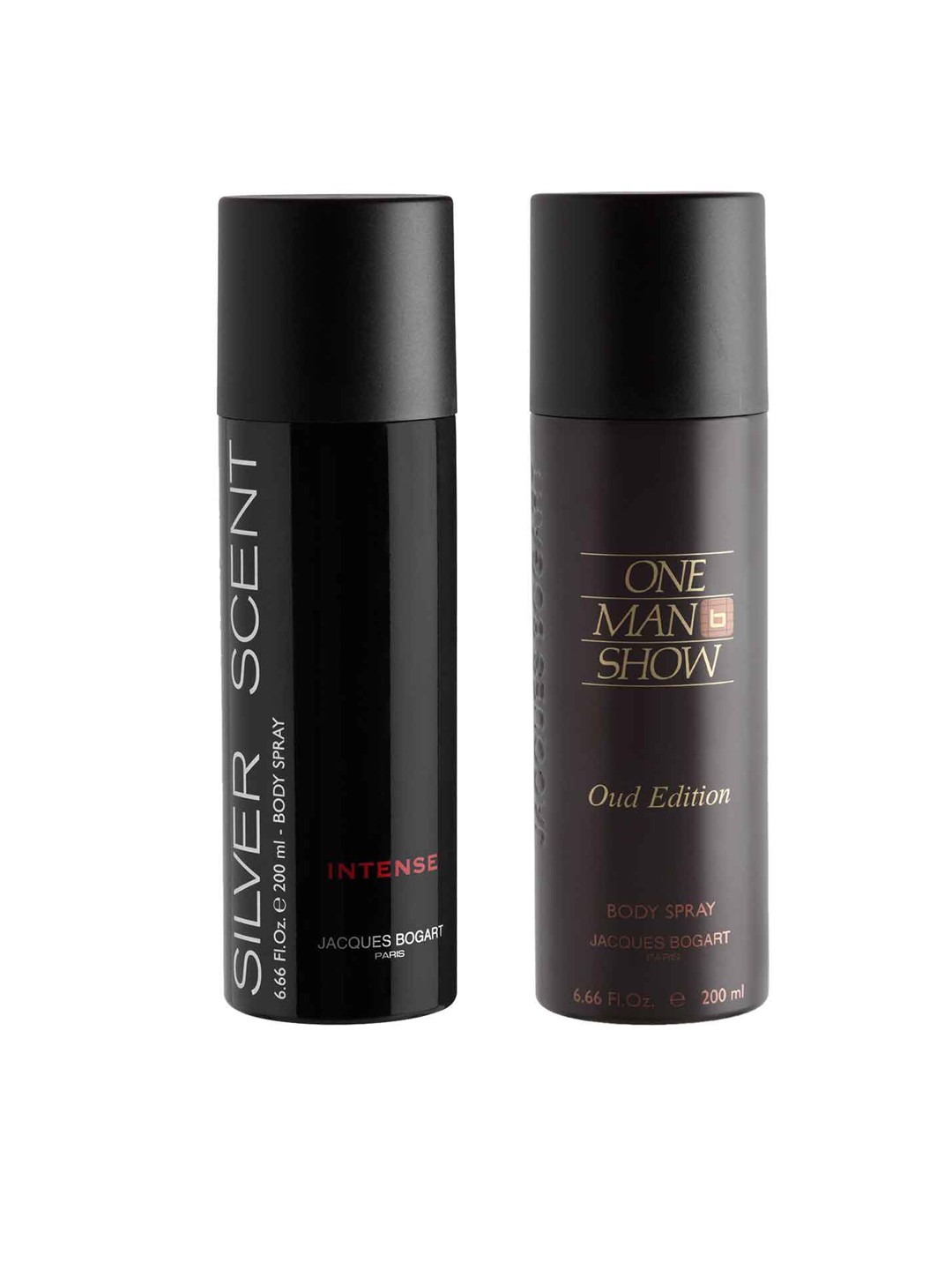 

JACQUES BOGART Men Set of 2 Deodorants- Silver Scent & One Man Show Oud - 200ml each, Black