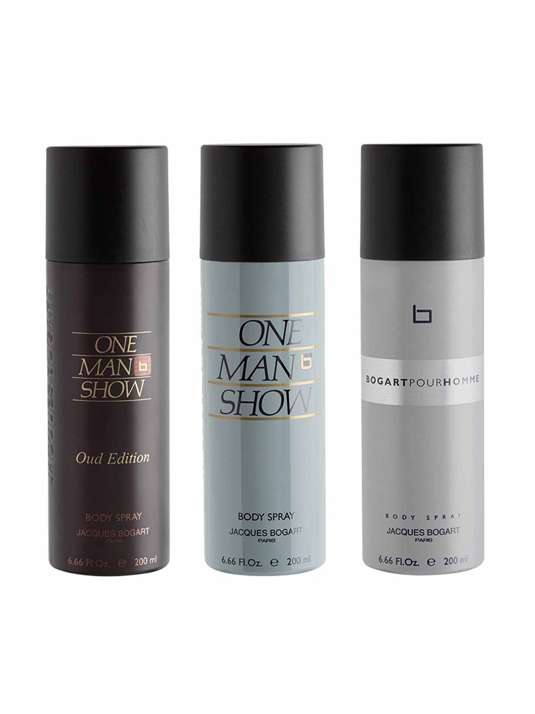 

JACQUES BOGART One Man Show + Pour Homme + One Man Show Oud Deo Combo Set - 200 ml Each, Black