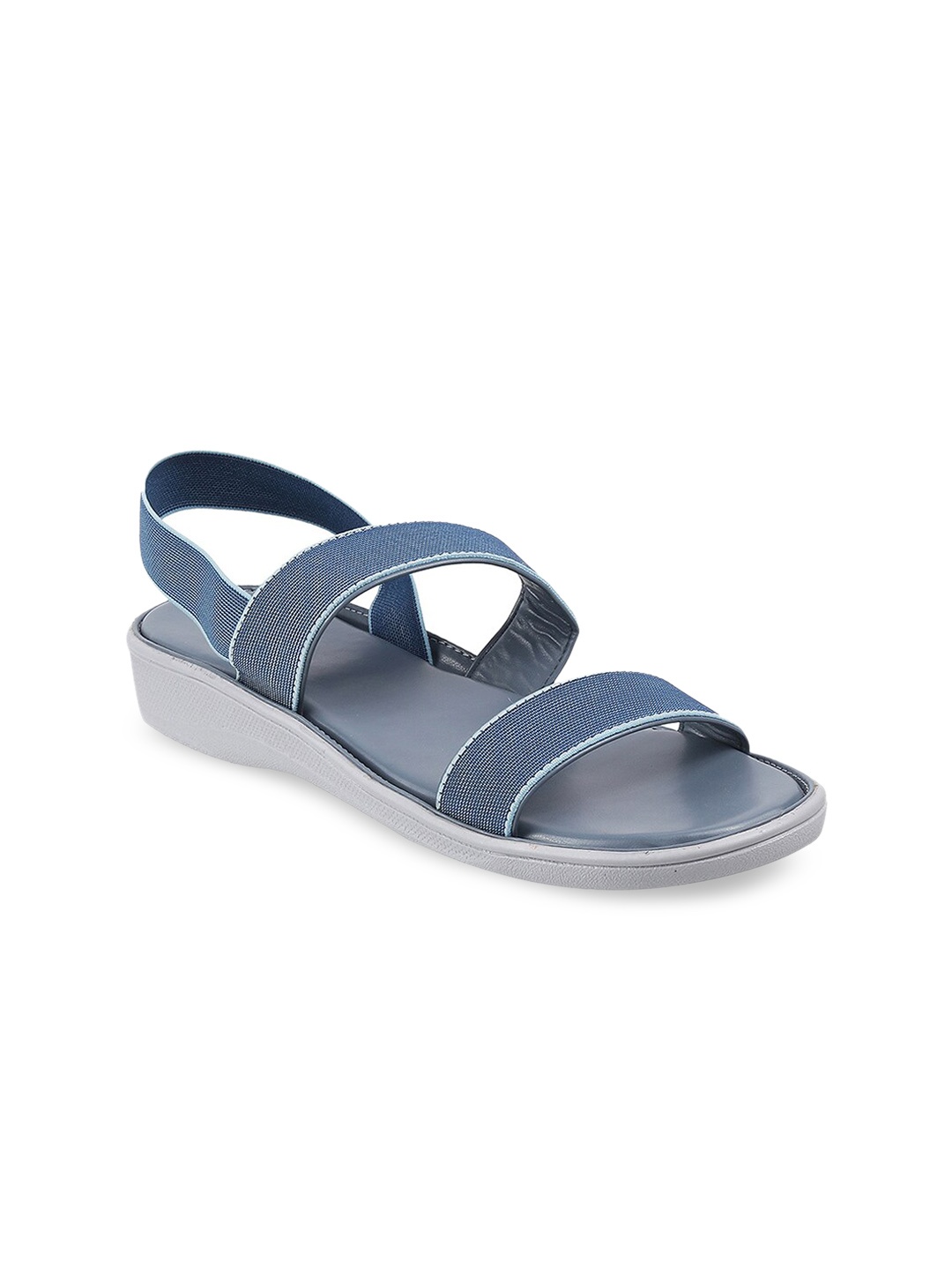 

WALKWAY by Metro Women Blue Textured Open Toe Flats with Buckles