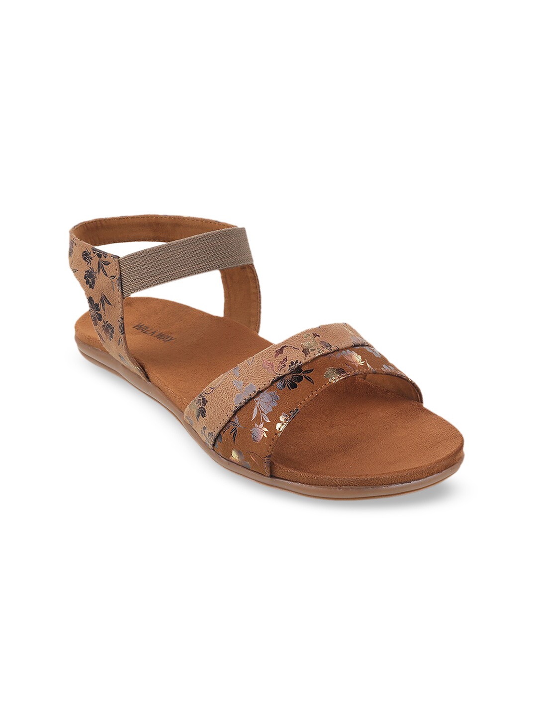 

WALKWAY by Metro Women Tan Printed Open Toe Backstrap Flats