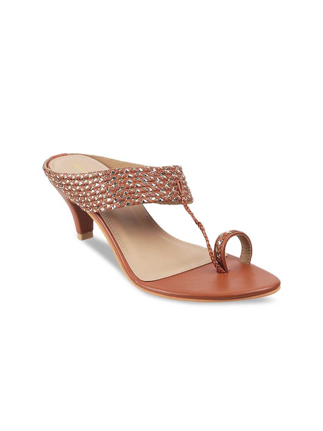

WALKWAY by Metro Women Tan Embellished Kitten Heels