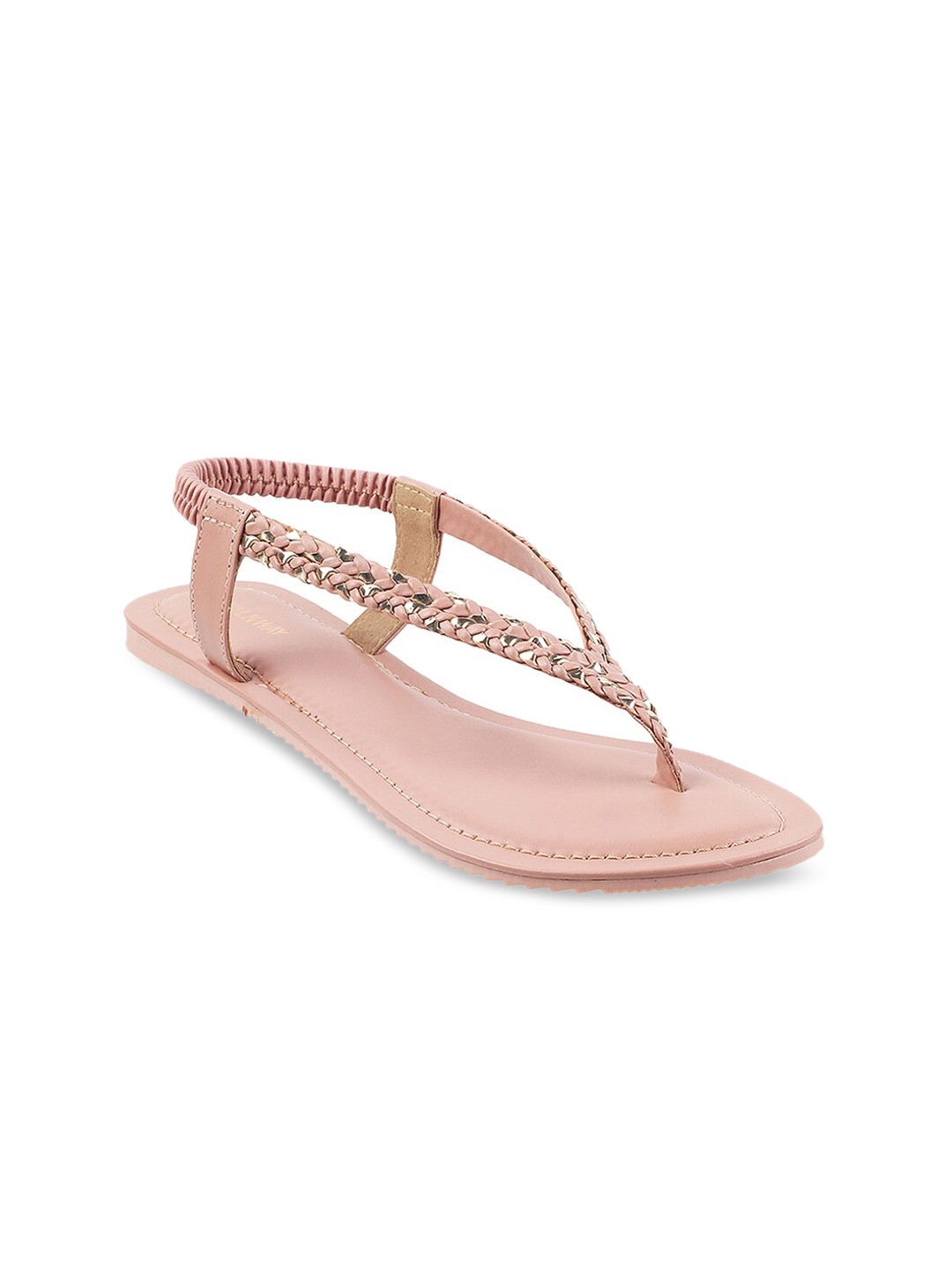 

WALKWAY by Metro Women Peach-Coloured T-Strap Flats