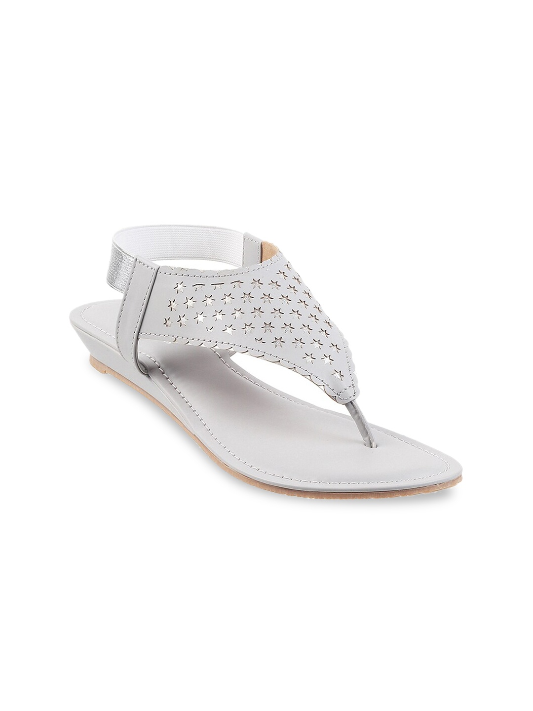 

WALKWAY by Metro Grey Wedge Sandals with Laser Cuts