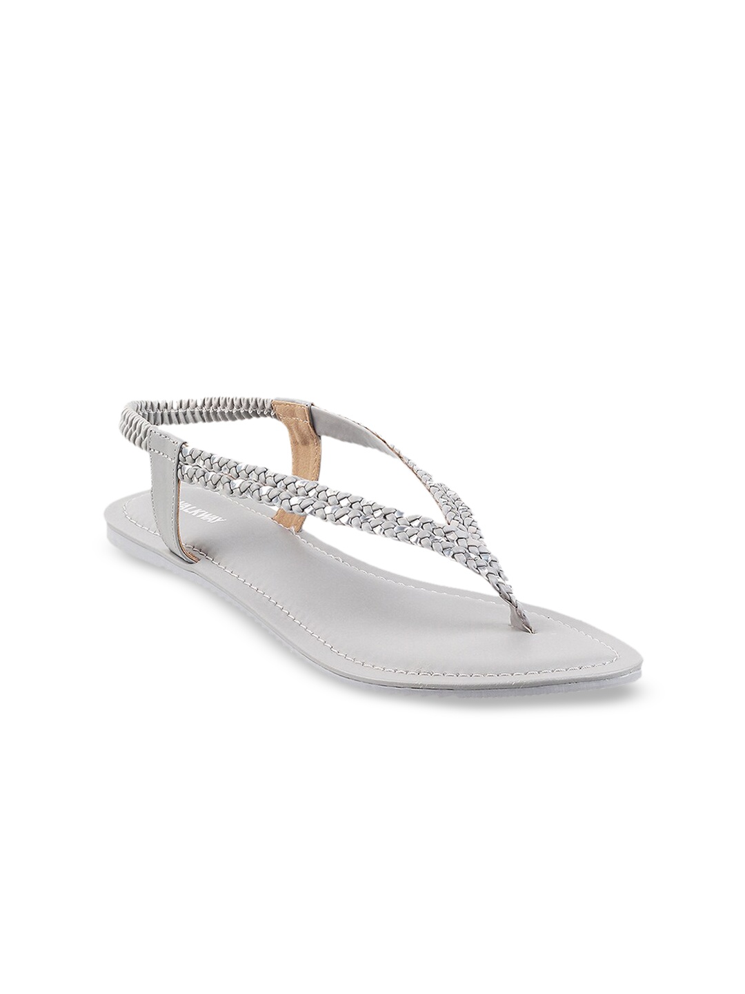 

WALKWAY by Metro Women Silver Toned T-Strap Open Toe Flats