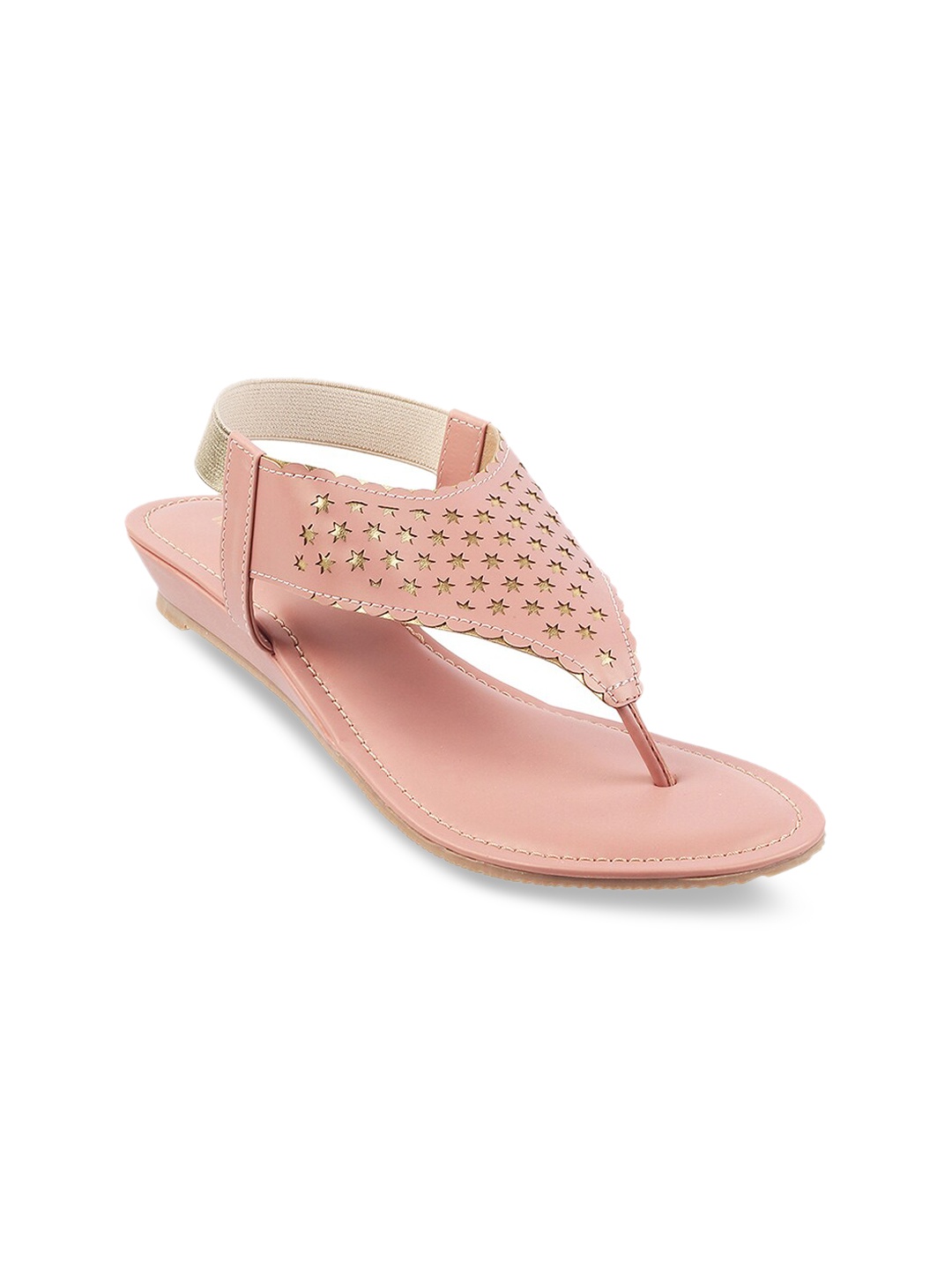 

WALKWAY by Metro Women Peach-Coloured Textured Sandals with Laser Cuts