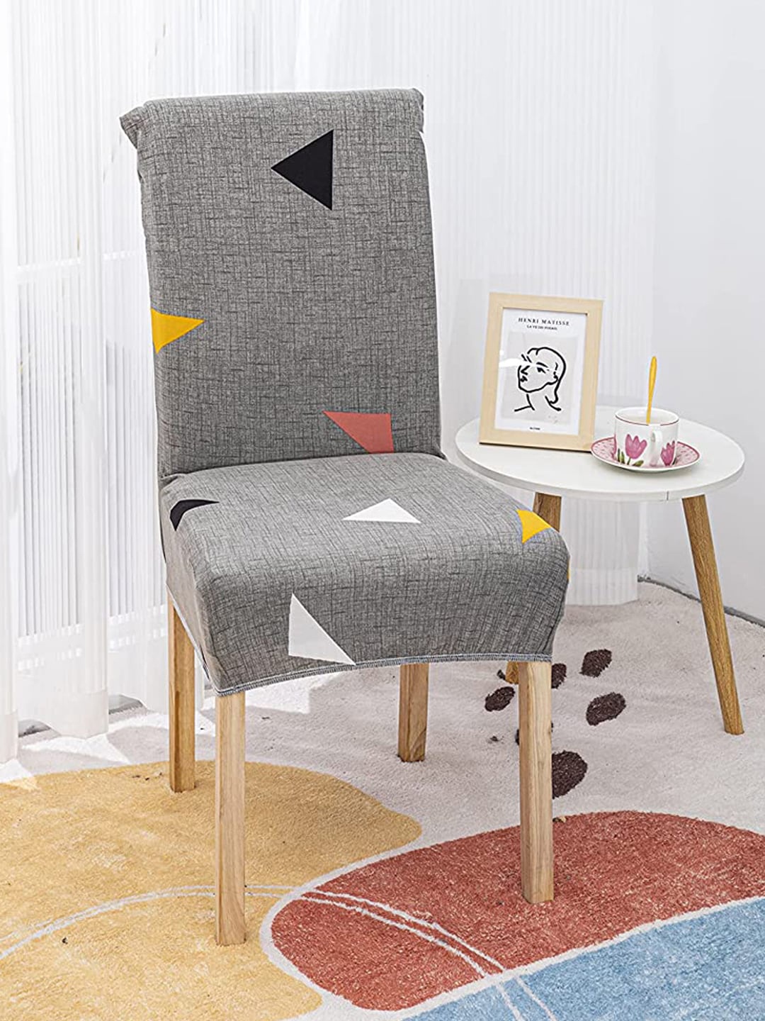 

HOUSE OF QUIRK Grey Printed Removable Chair Cover