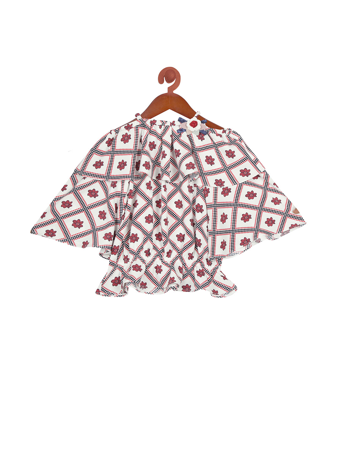 

Tiny Girl Maroon Geometric Print Top