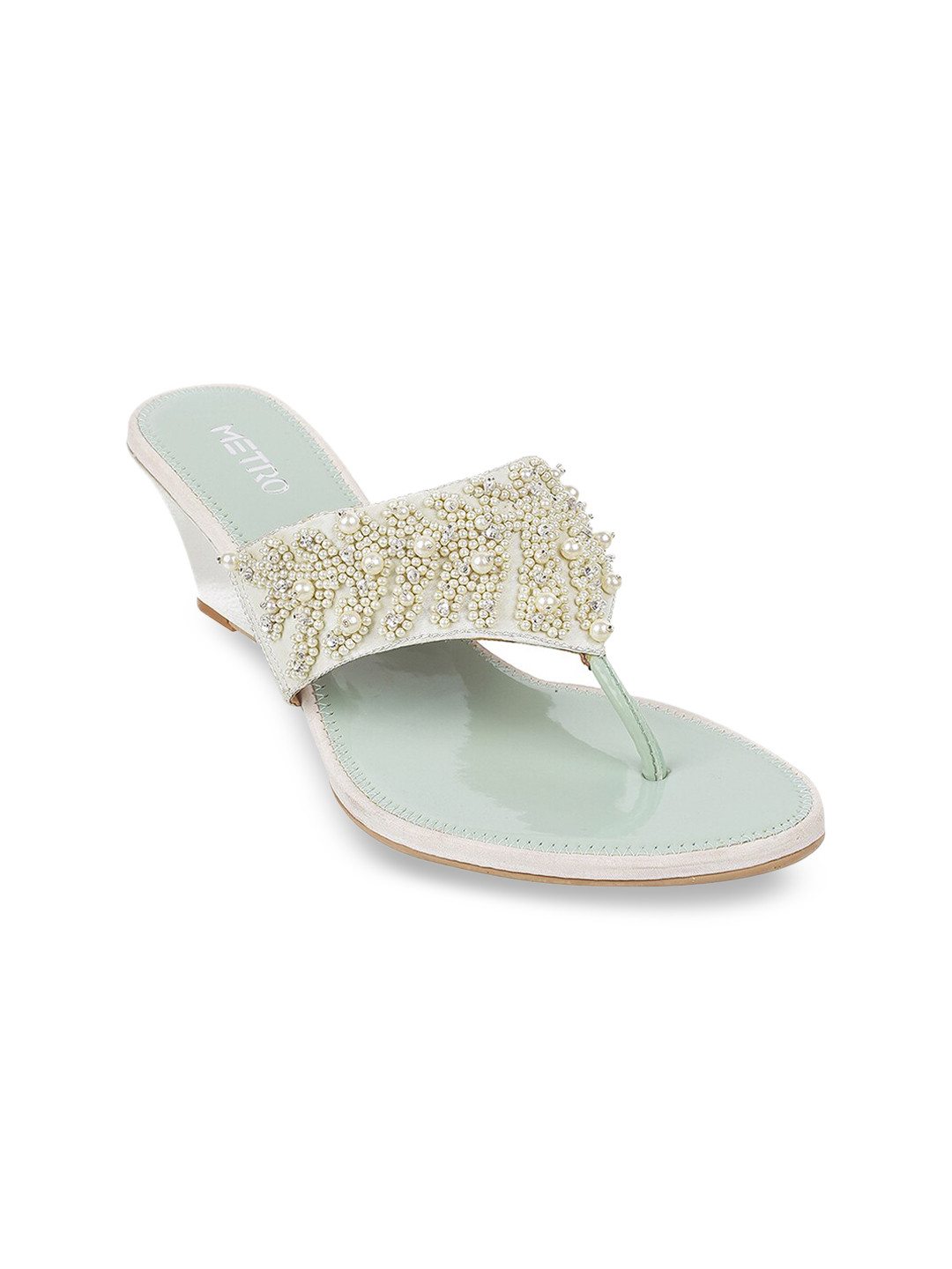 

Metro Green Embellished Wedge Heels