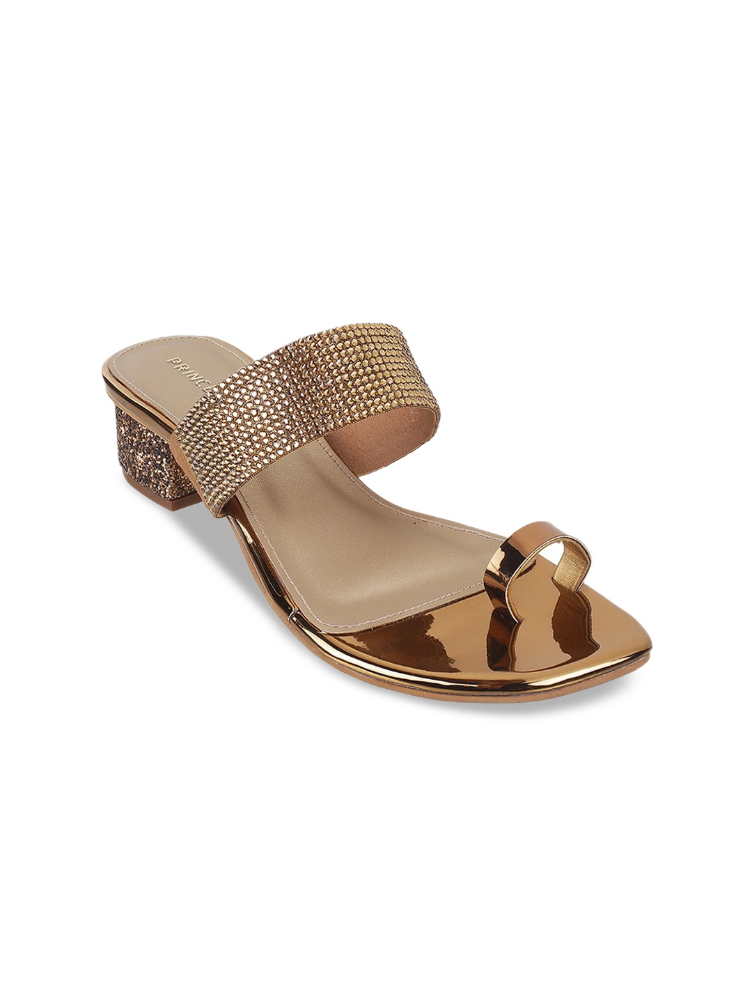 

Metro Women Gold-Toned Ethnic Embellished Block Sandals