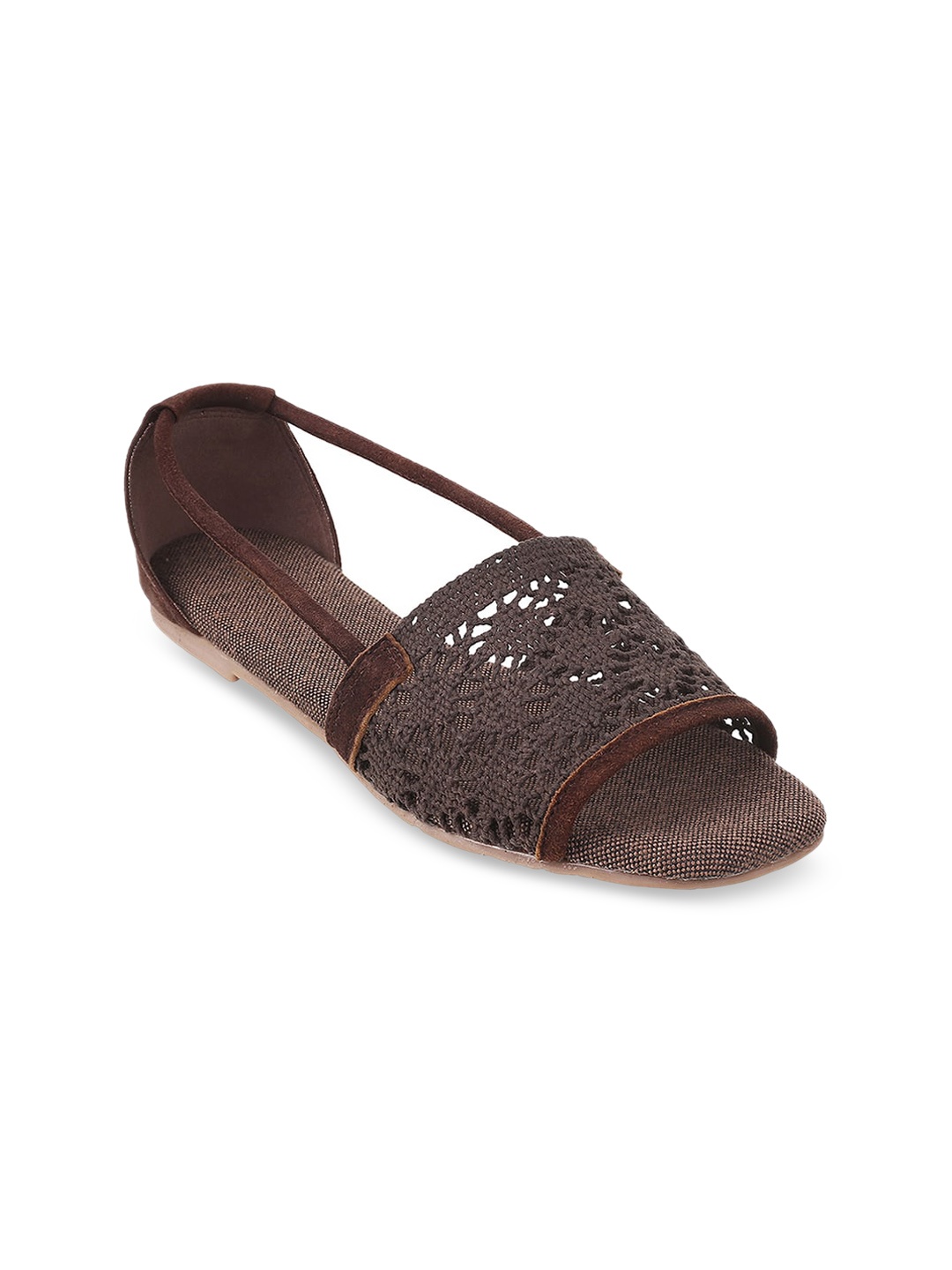 

Metro Women Brown Textured Open Toe Flats