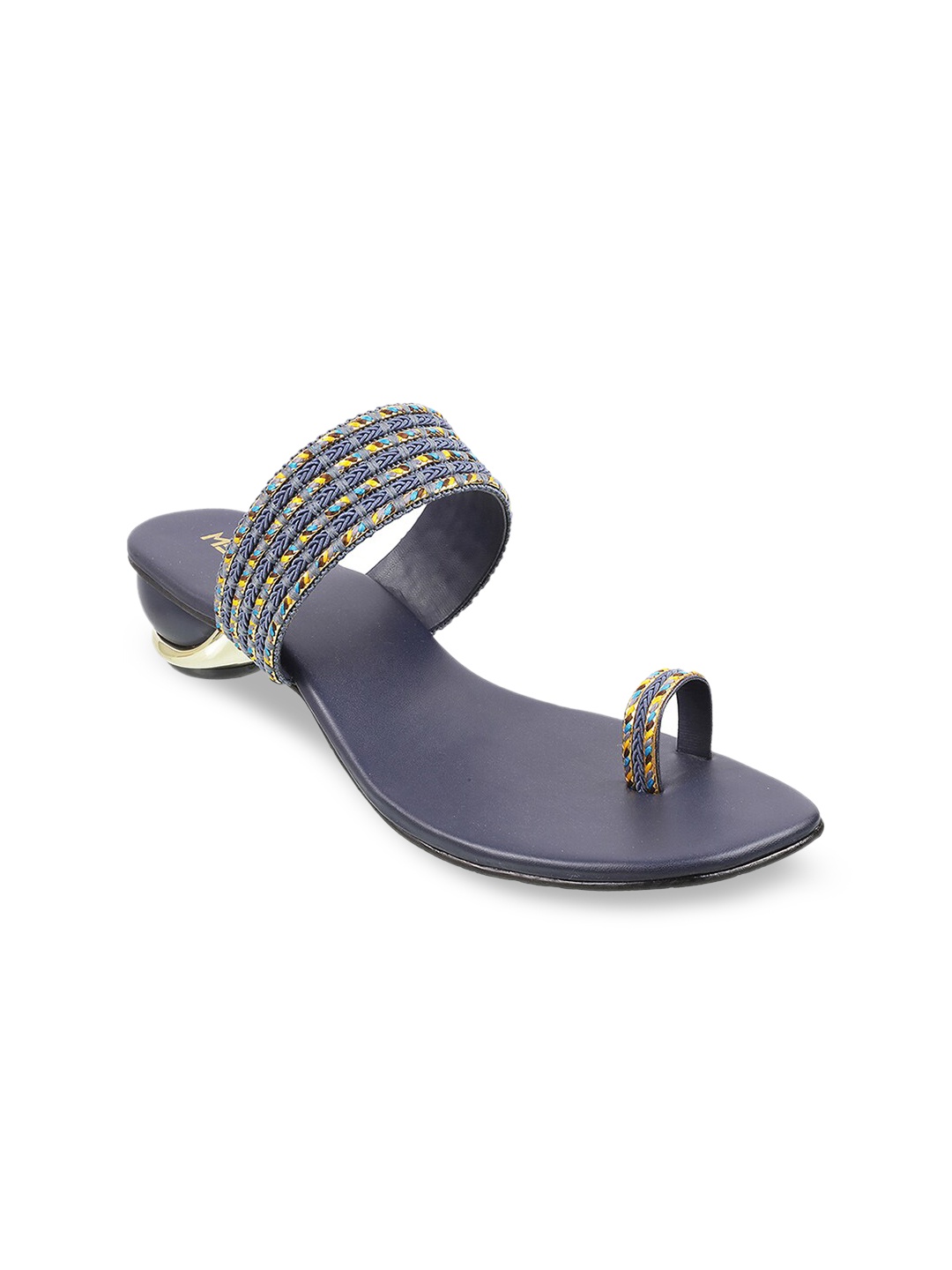 

Metro Navy Blue Embellished Block Heels