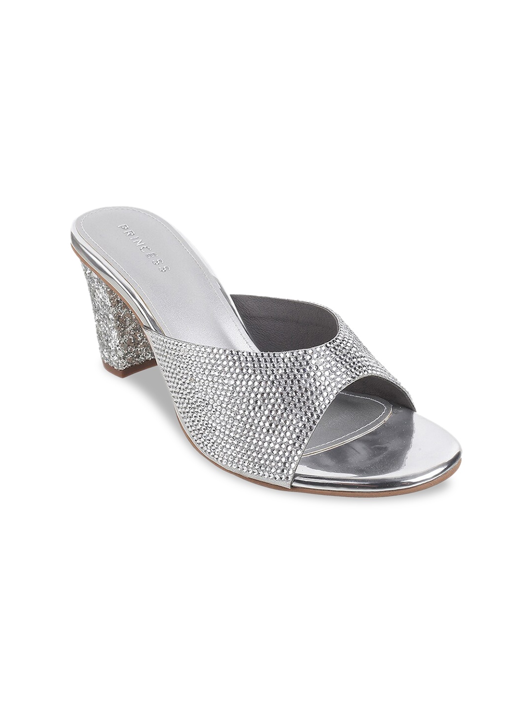 

Metro Silver-Toned Embellished Party Block Heels