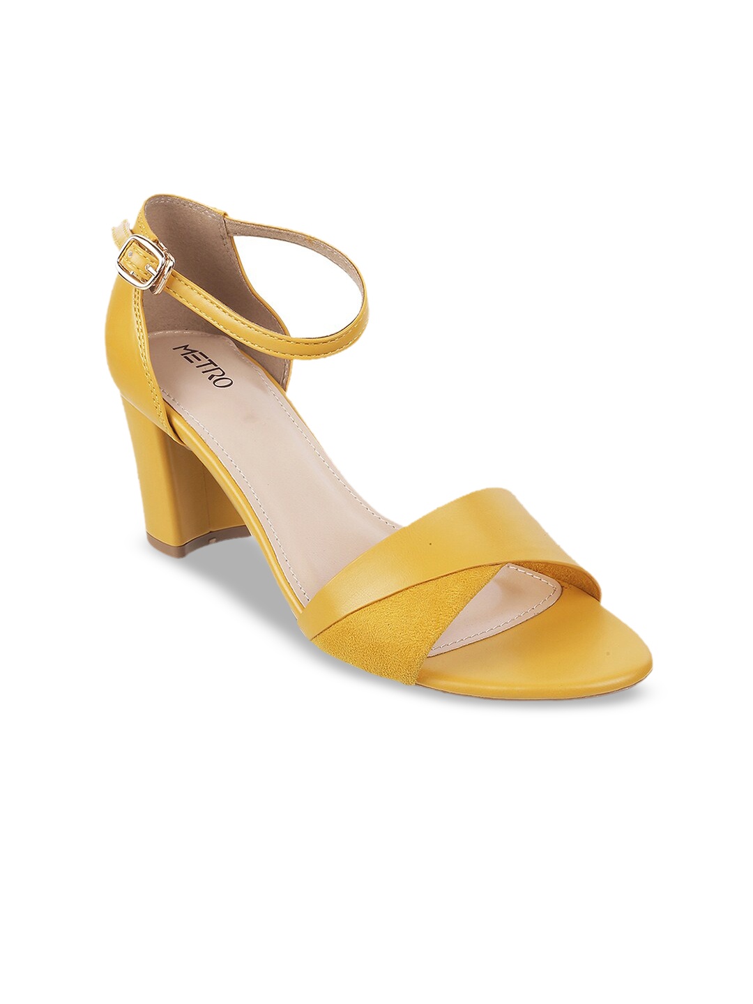 

Metro Yellow Block Sandals with Buckles