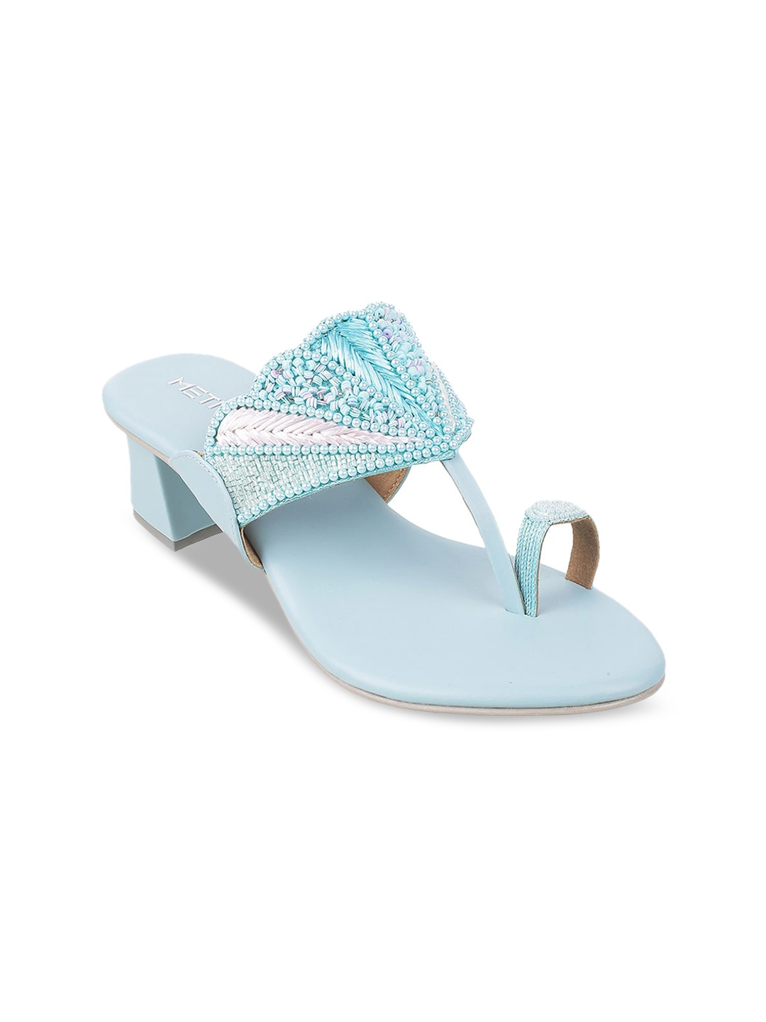 

Metro Women Blue Embellished Ethnic Block Sandals