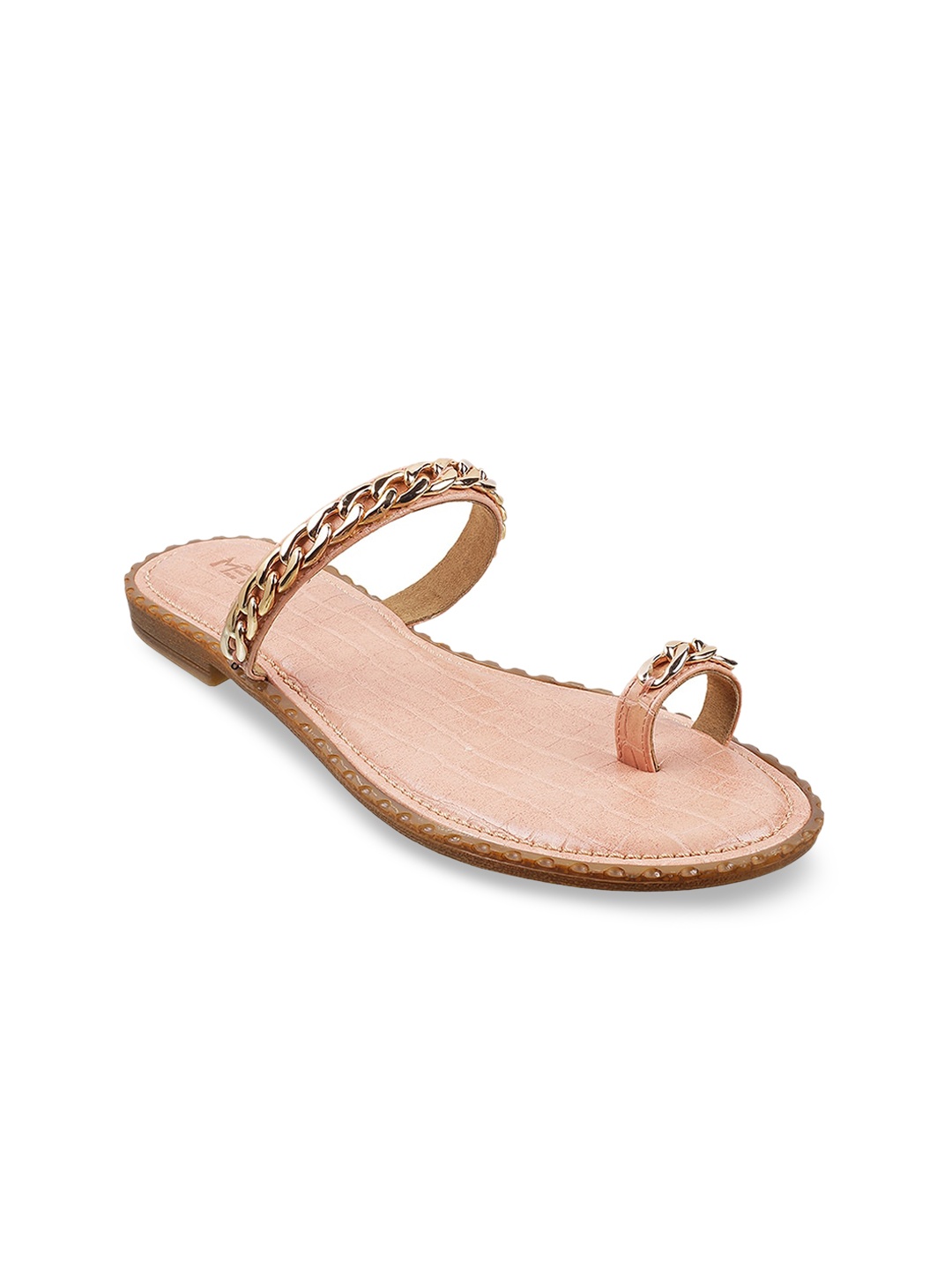 

Metro Women Peach-Coloured One Toe Embellished Flats