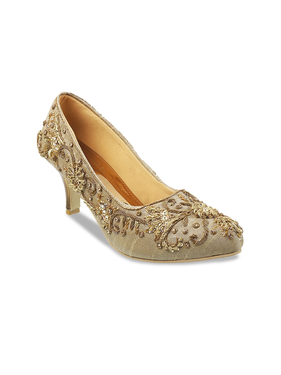 

Mochi Women Gold-Toned Embellished Party Stiletto Pumps