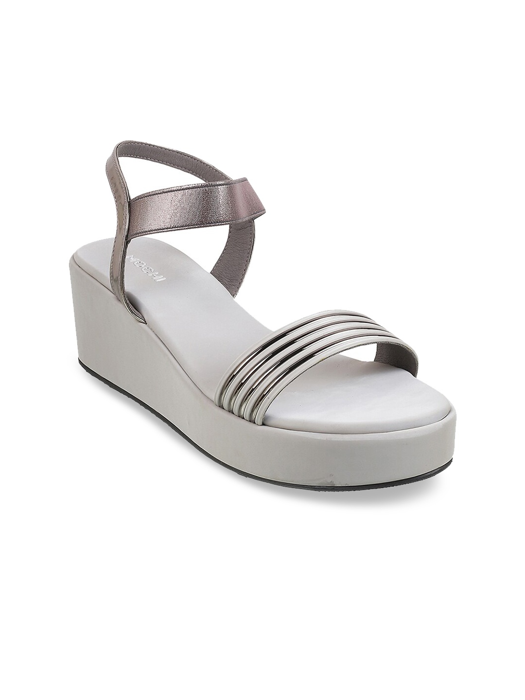 

Mochi WOMEN Grey Striped Wedge Heels