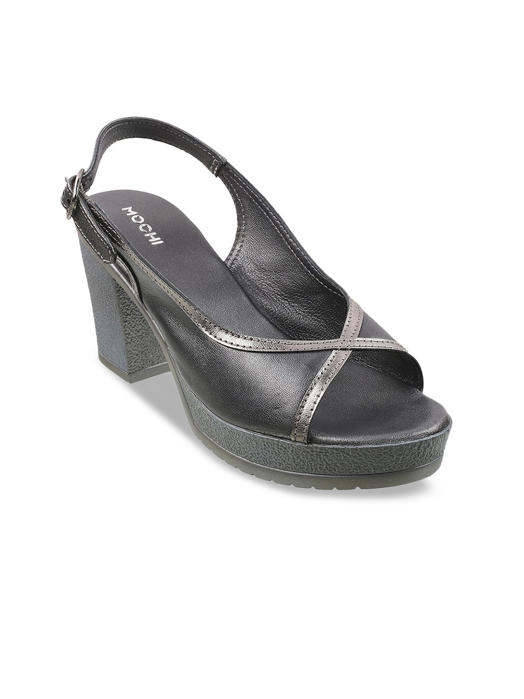 

Mochi Women Grey Block Sandals