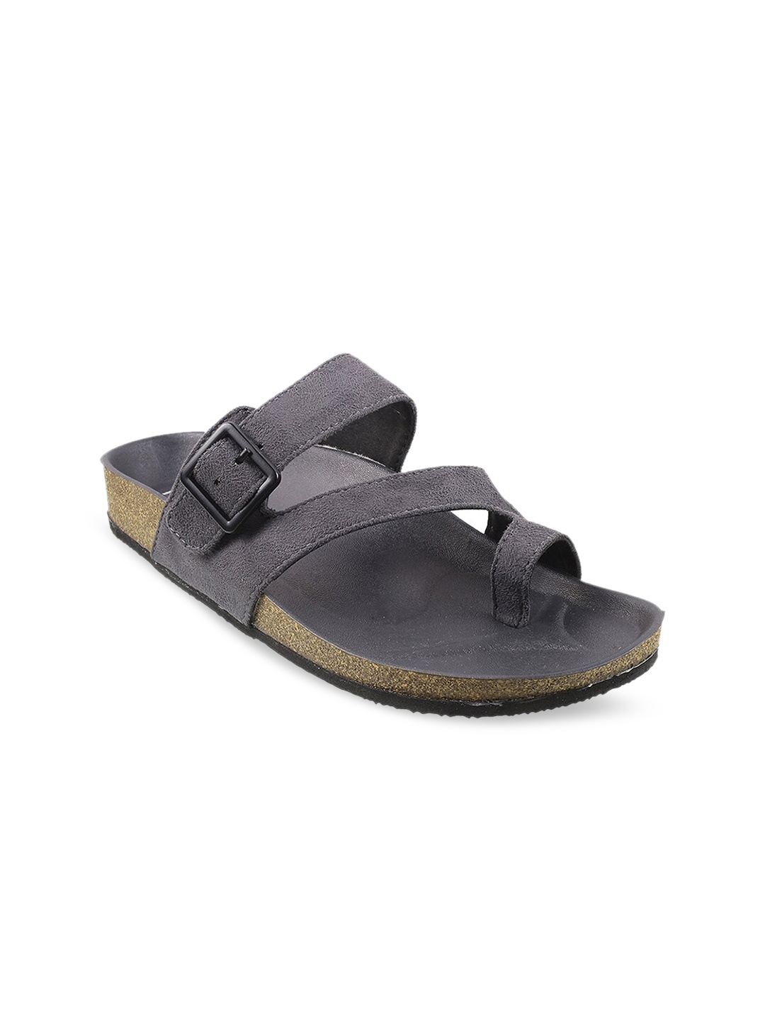 

Mochi Women Grey One Toe Flats with Buckles