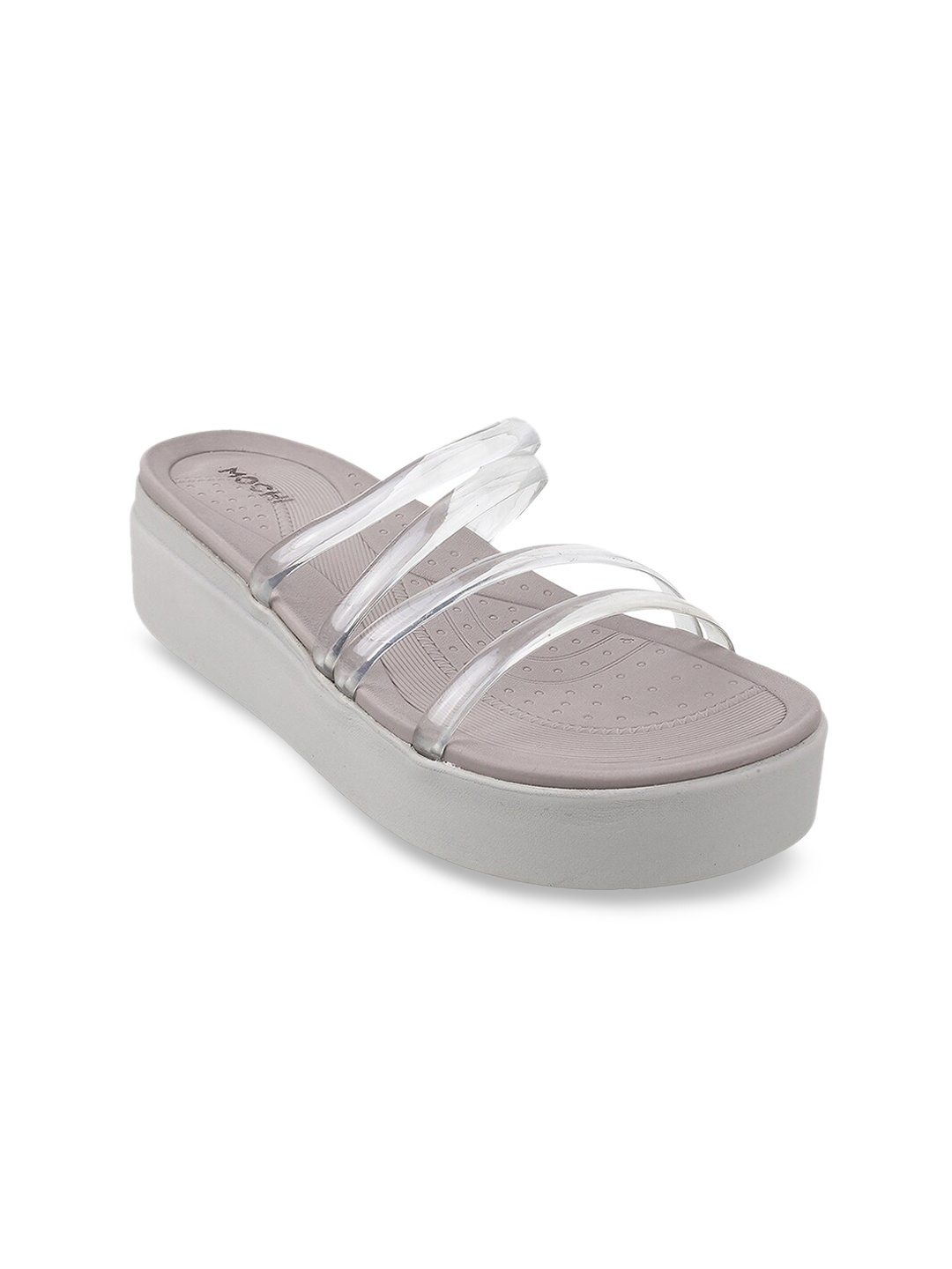 

Mochi Grey & Transparent Striped Flatform Heels