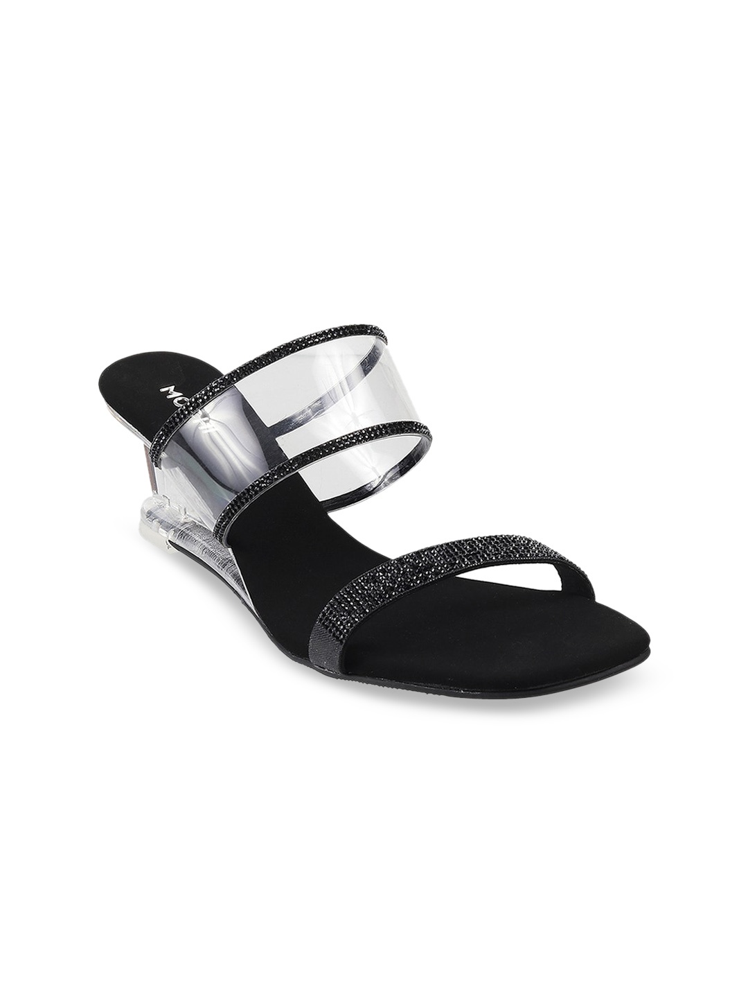 

Mochi Black & Transparent Wedge Sandals