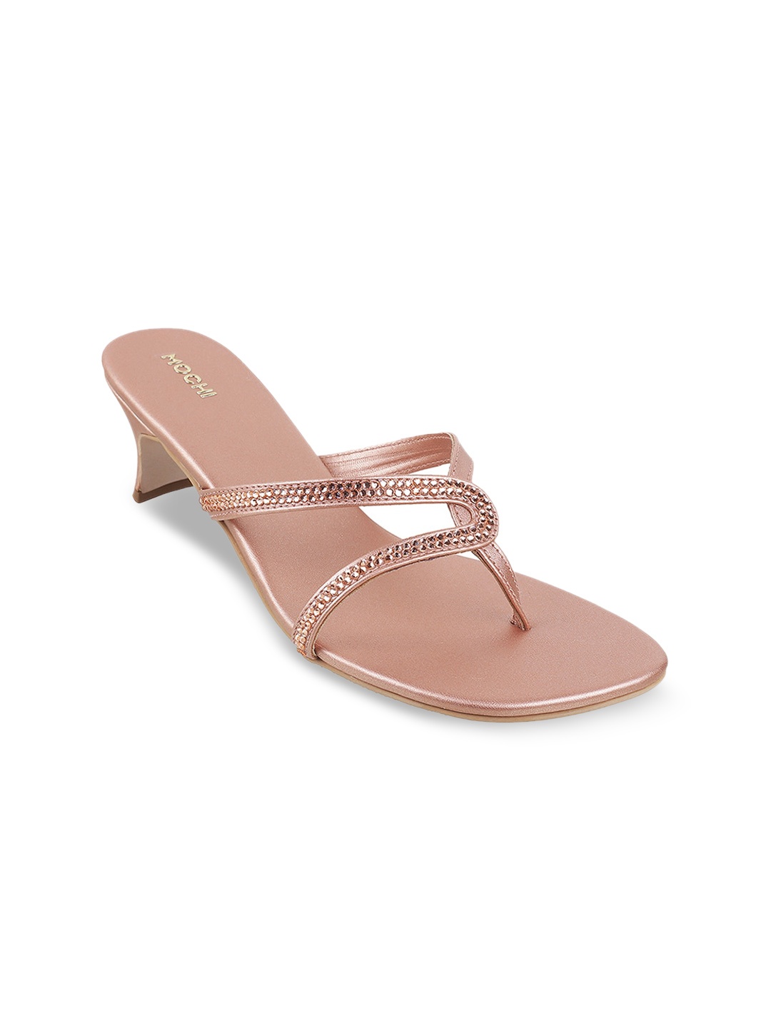 

Mochi Rose Gold Embellished Block Sandals