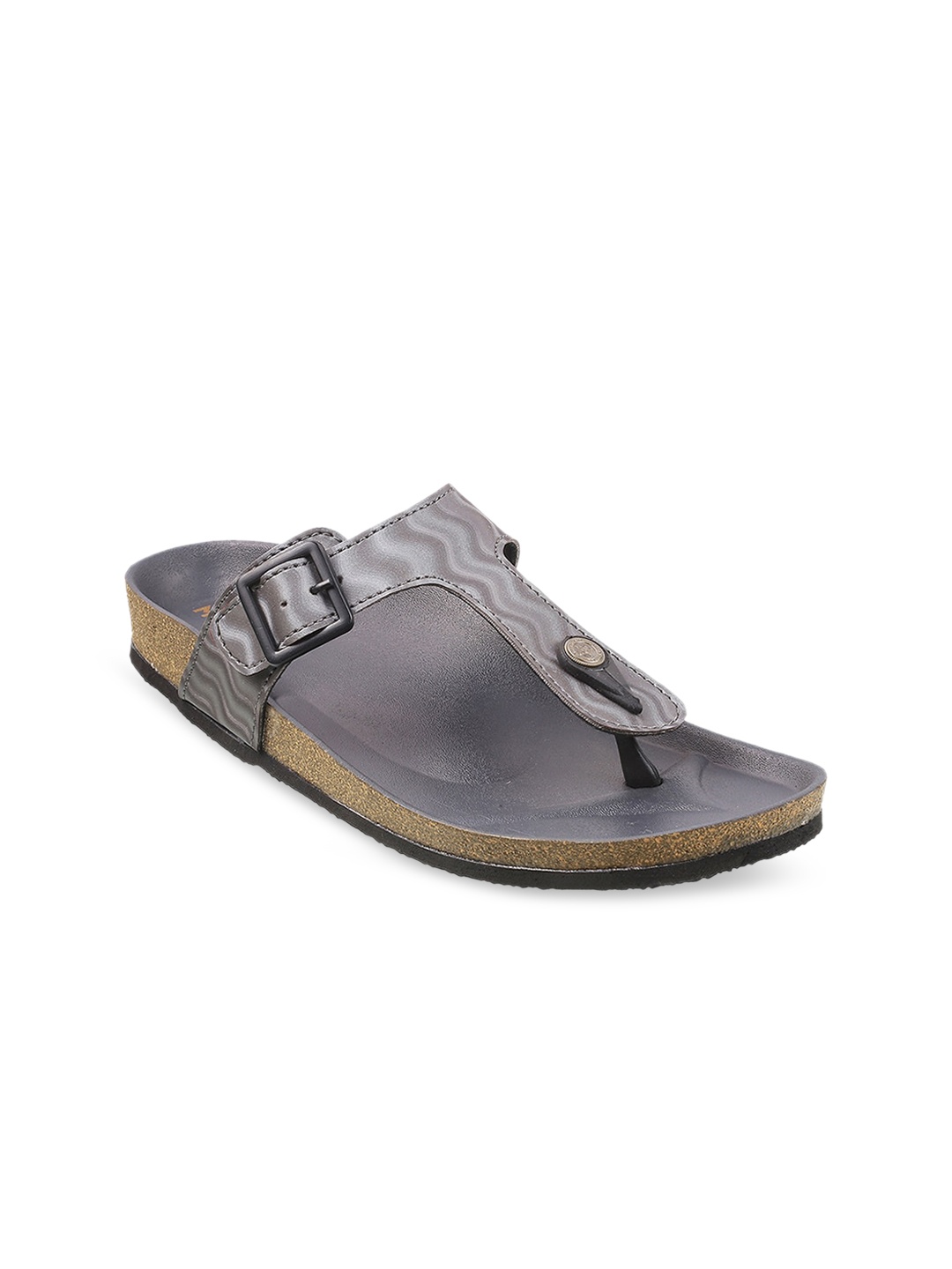 

Mochi Women Grey Printed T-Strap Flats with Buckles