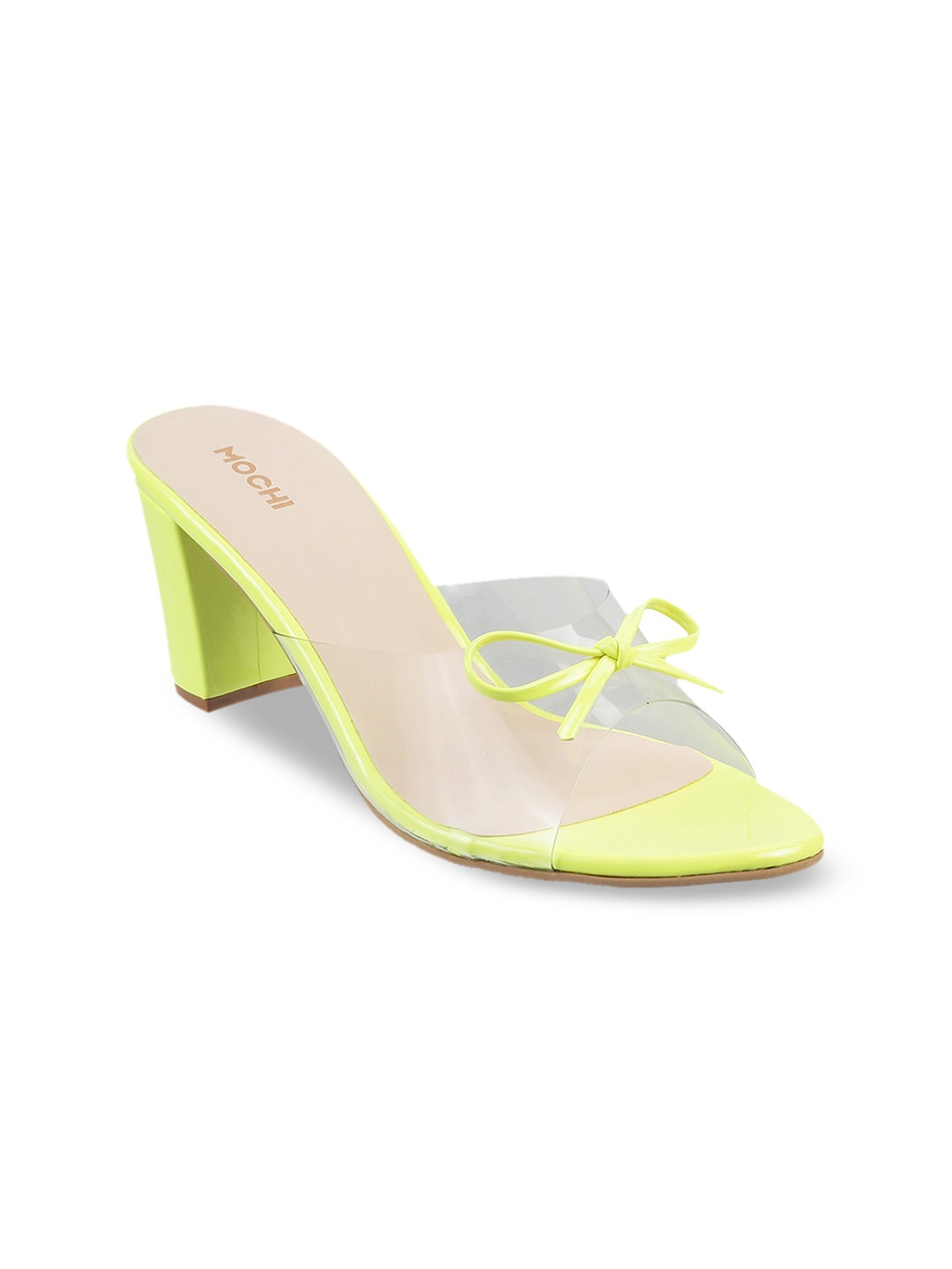 

Mochi Green Embellished Block Mules with Bows