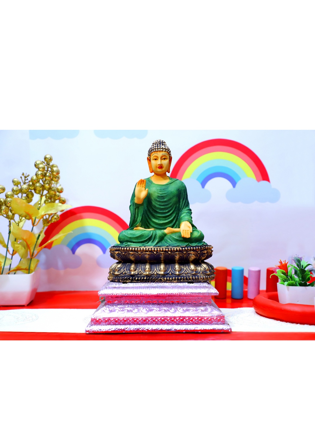 

FASHIYANOO Green Buddha Showpiece