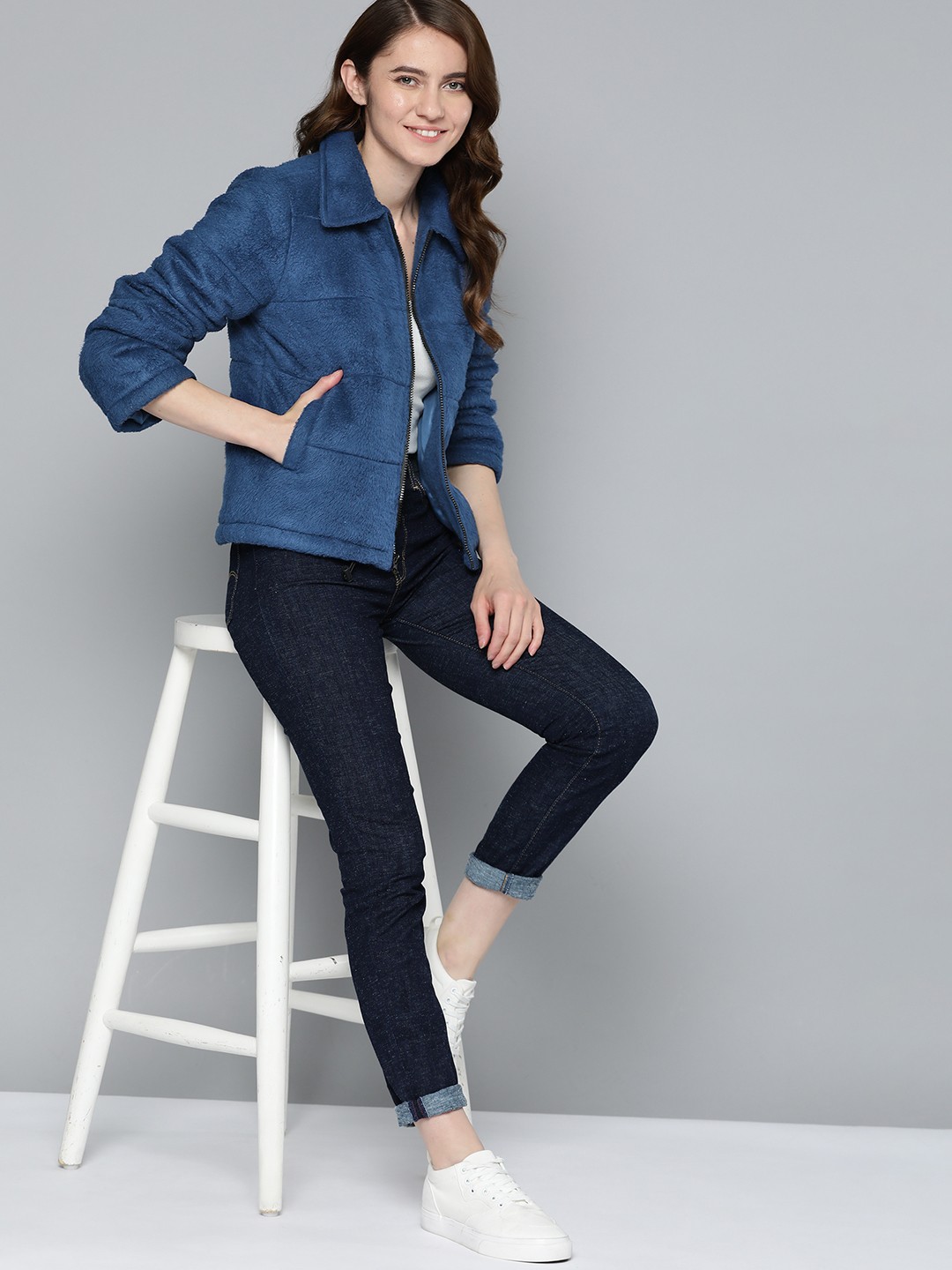 

Mast & Harbour Fleece Tailored Jacket, Navy blue