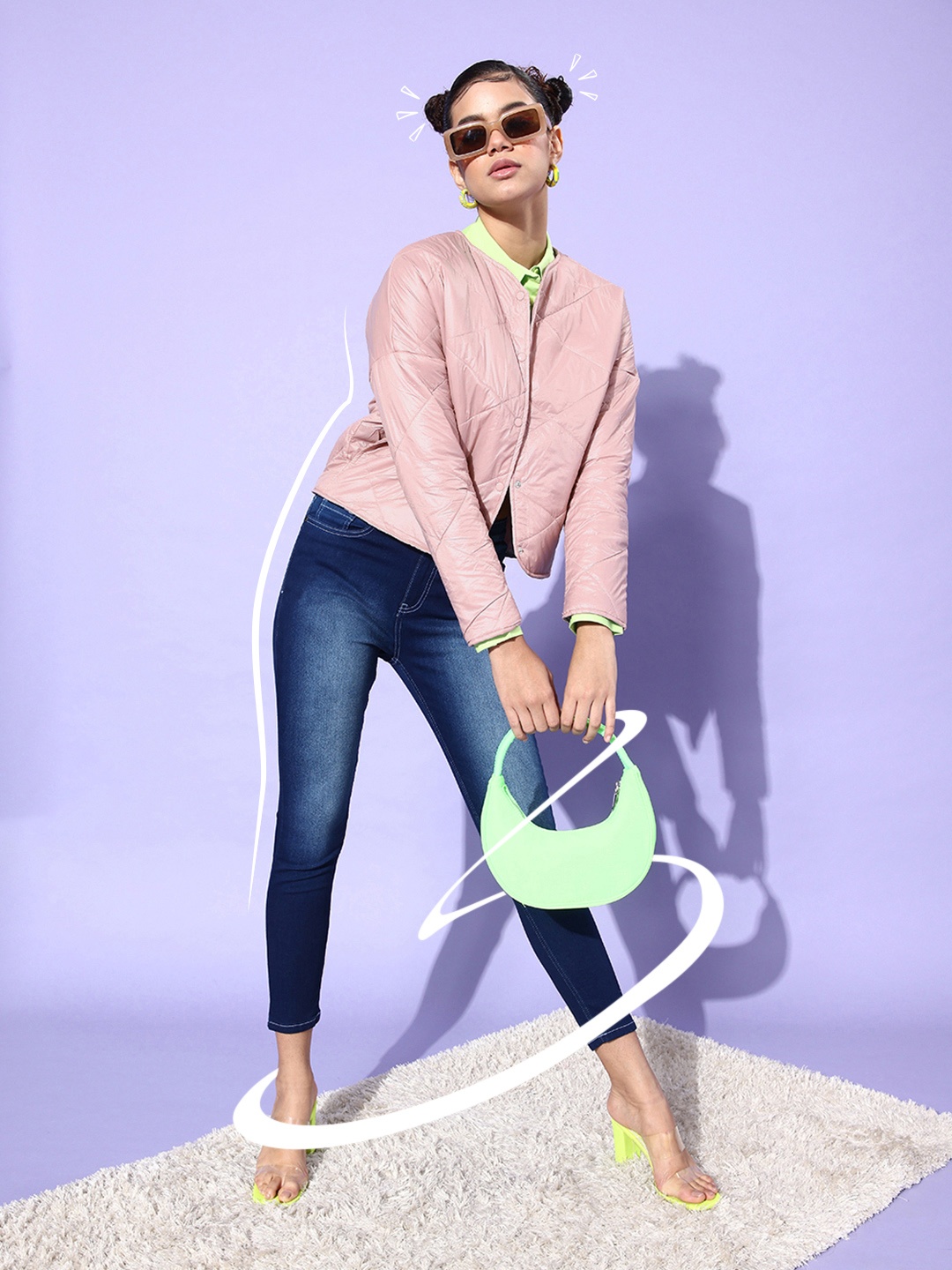 

Mast & Harbour Women Pink Solid Padded Jacket