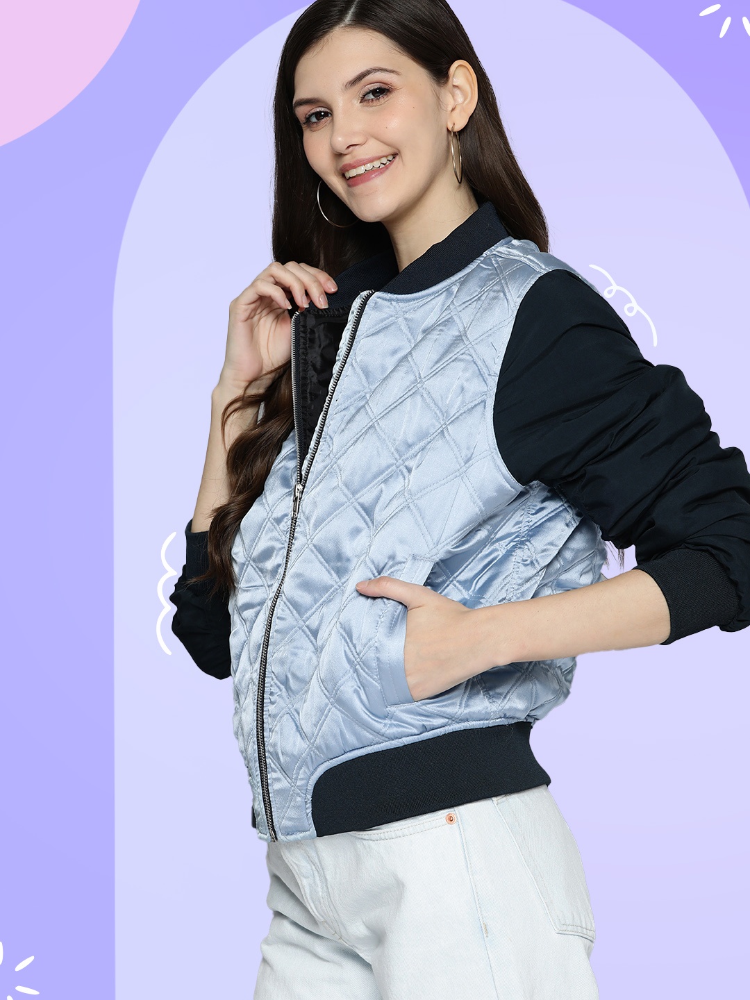 

Mast & Harbour Women Blue Solid Quilted Jacket