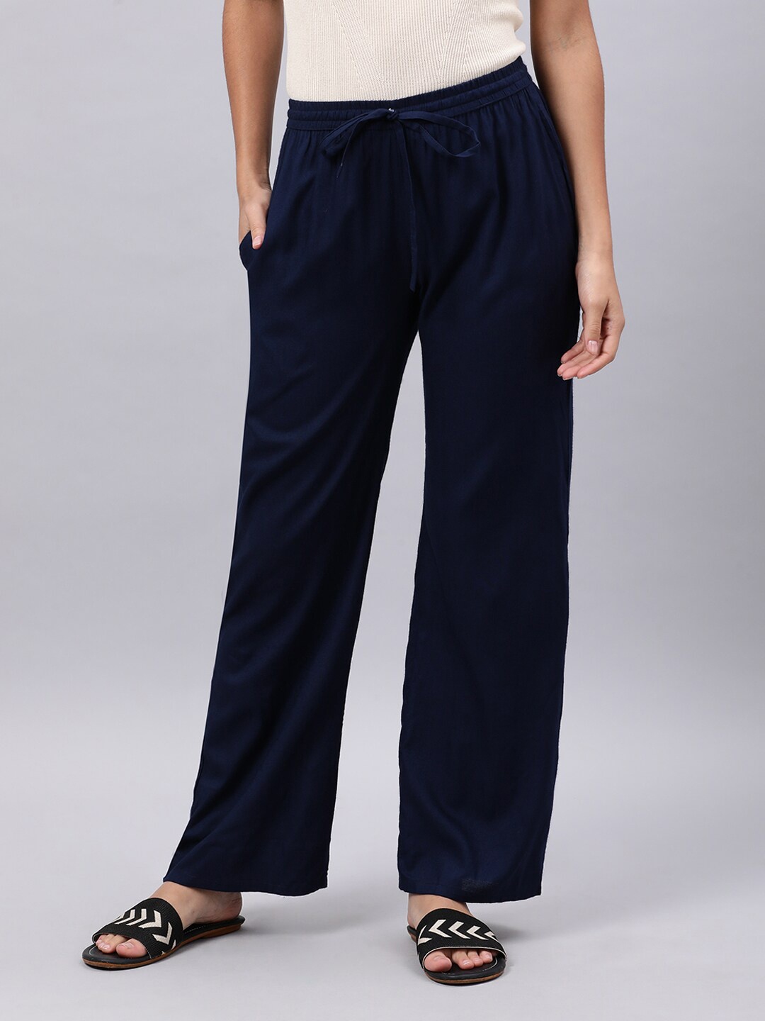 

Souchii Women Navy Blue Liva Palazzos