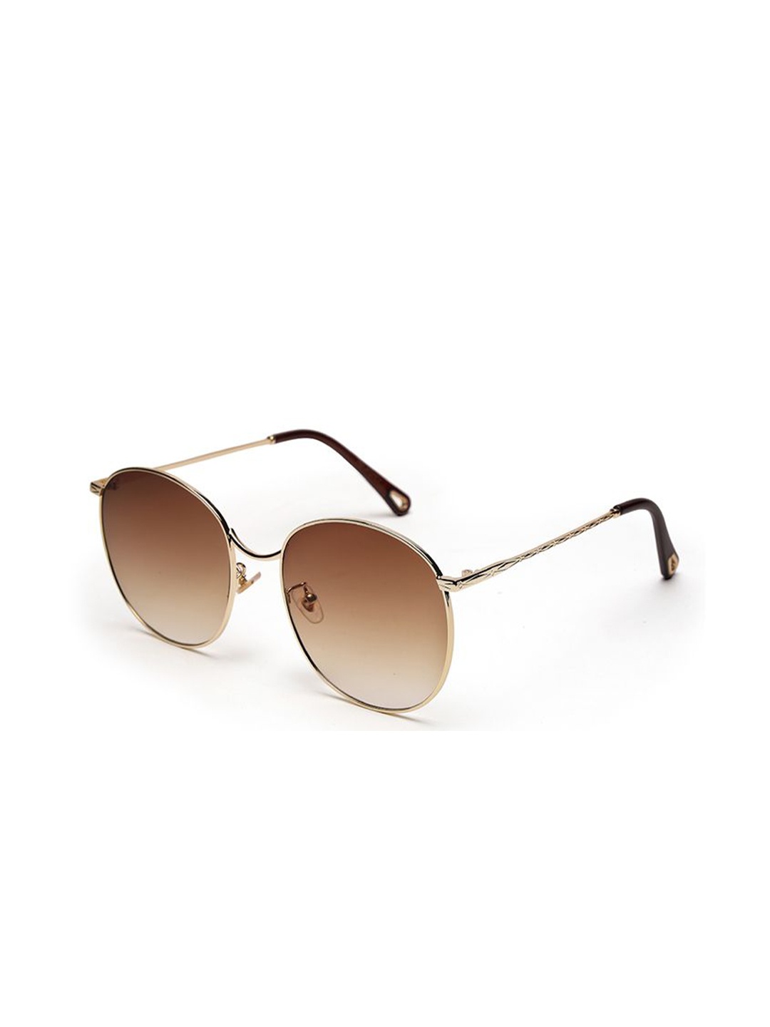 

YourSpex Unisex Brown Lens & Gold-Toned Oval Sunglasses with UV Protected Lens
