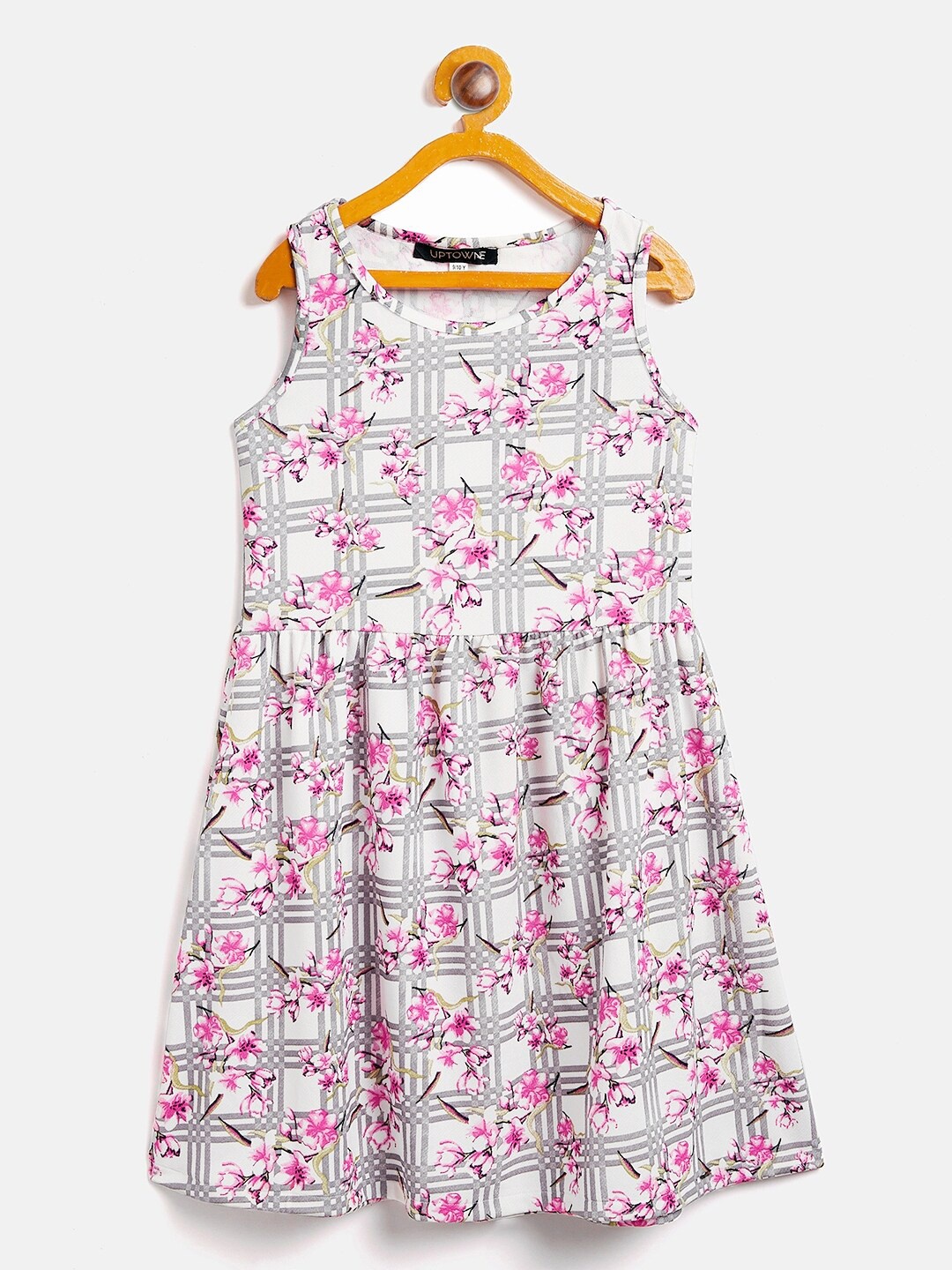 

Uptownie Lite Girls White Floral Crepe Dress