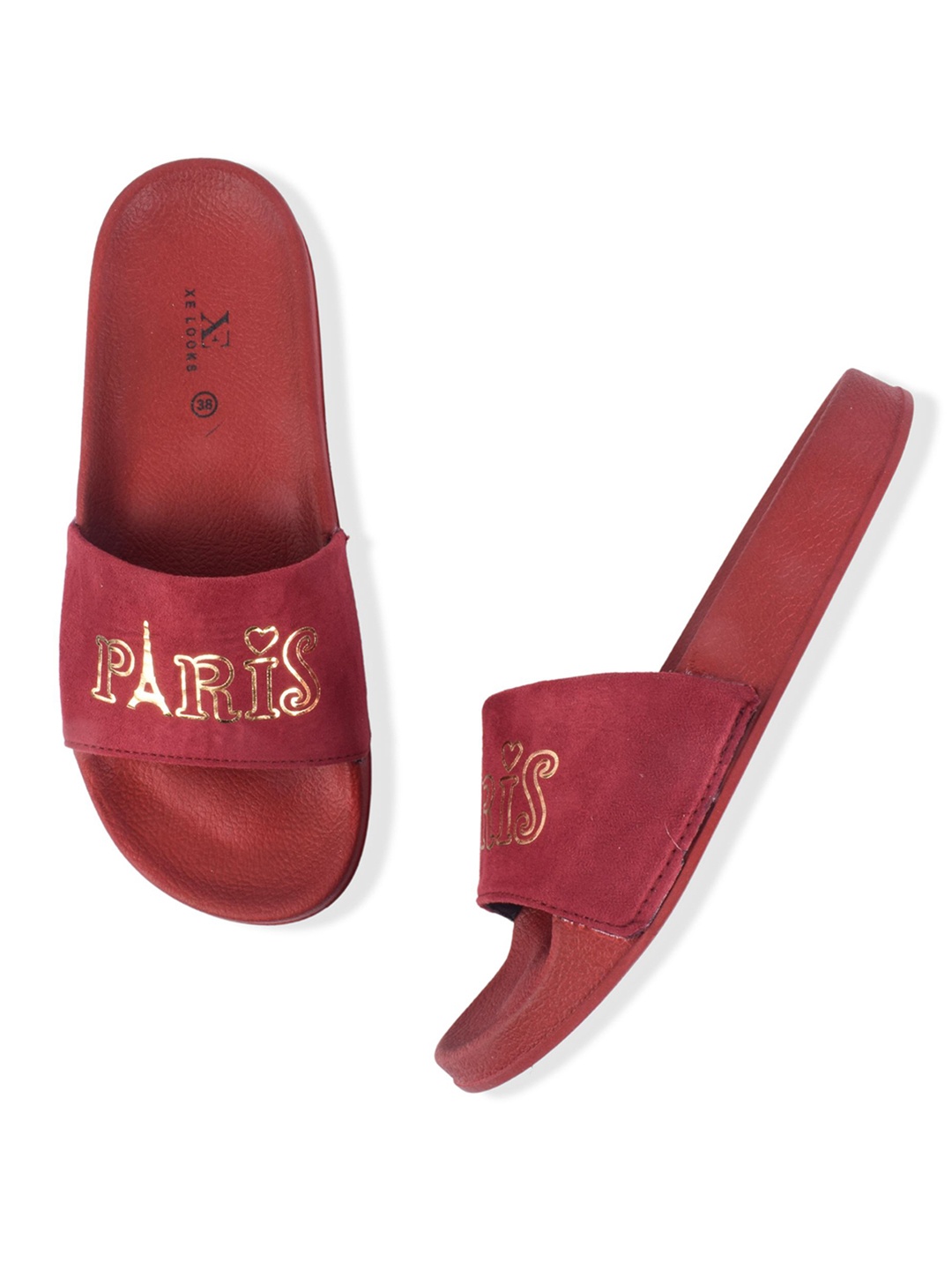 

XE Looks Women Maroon & Gold-Toned Printed Sliders