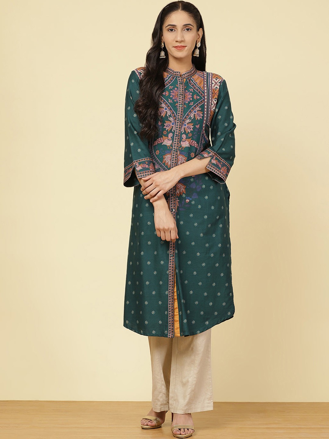 

Lakshita Women Green Ethnic Motifs Printedk Kurta