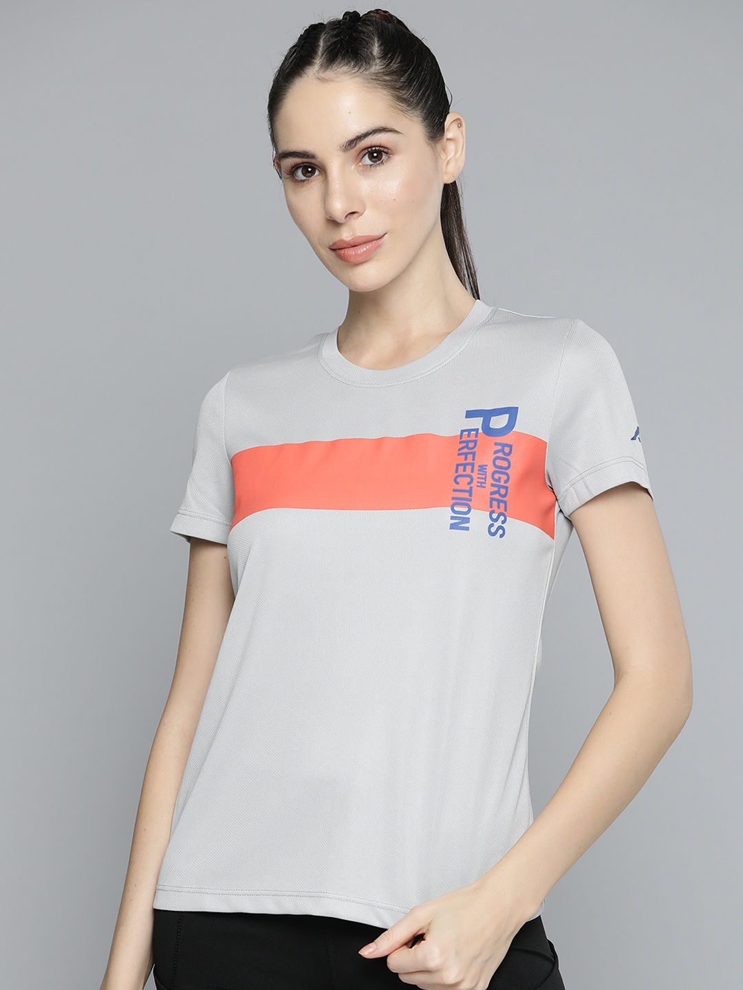 

Alcis Women Grey Typography Printed Slim Fit T-shirt