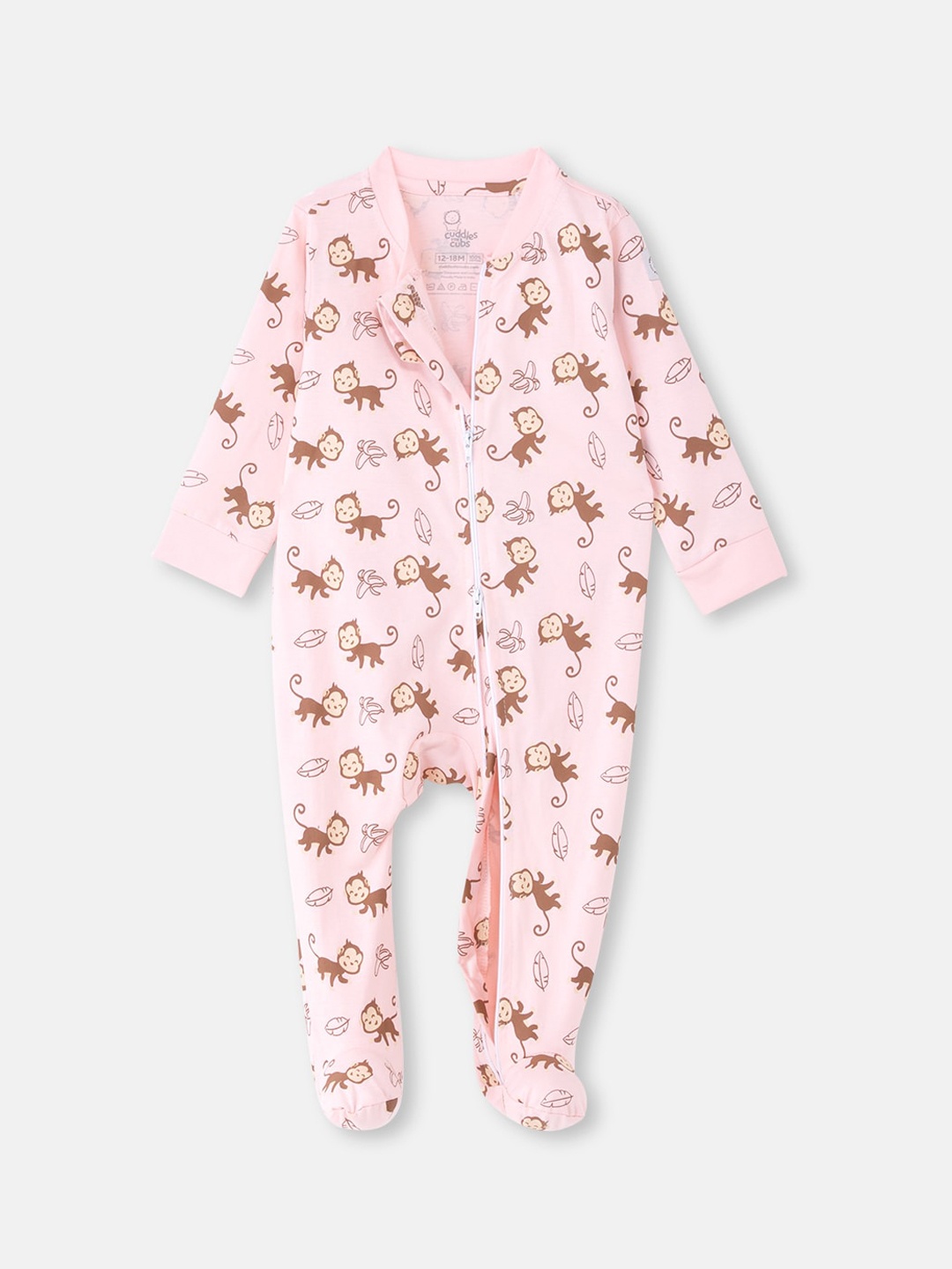 

Cuddles for Cubs Kids Pink Printed Sleepsuit