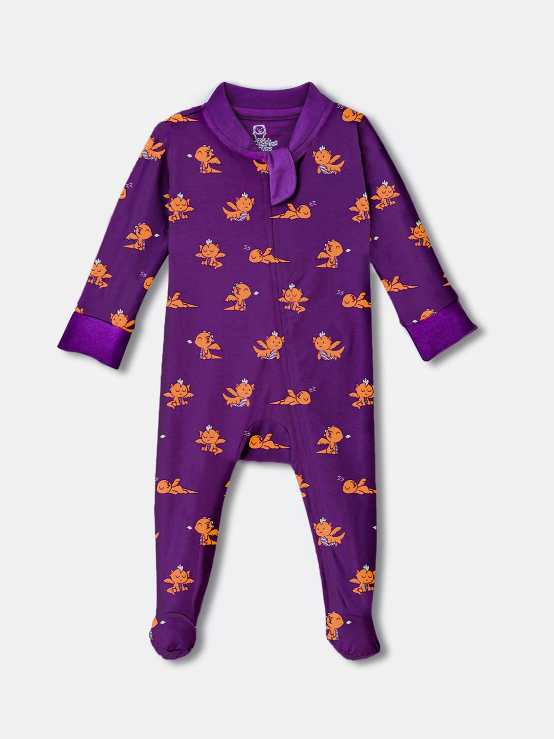 

Cuddles for Cubs Infant Violet Printed Pure Cotton Sleepsuit