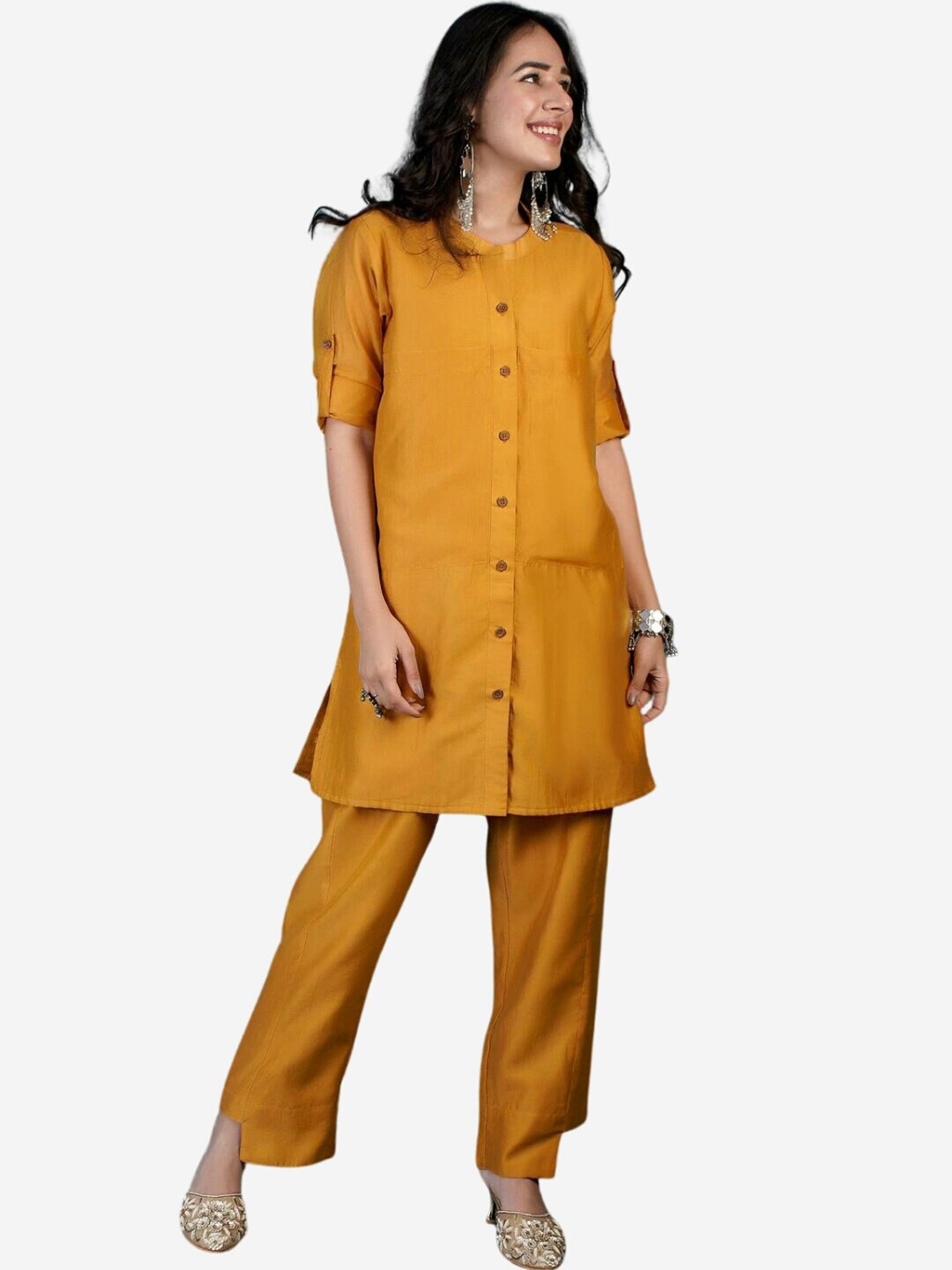 

Alaya By Stage3 Women Yellow Chanderi Silk Kurta