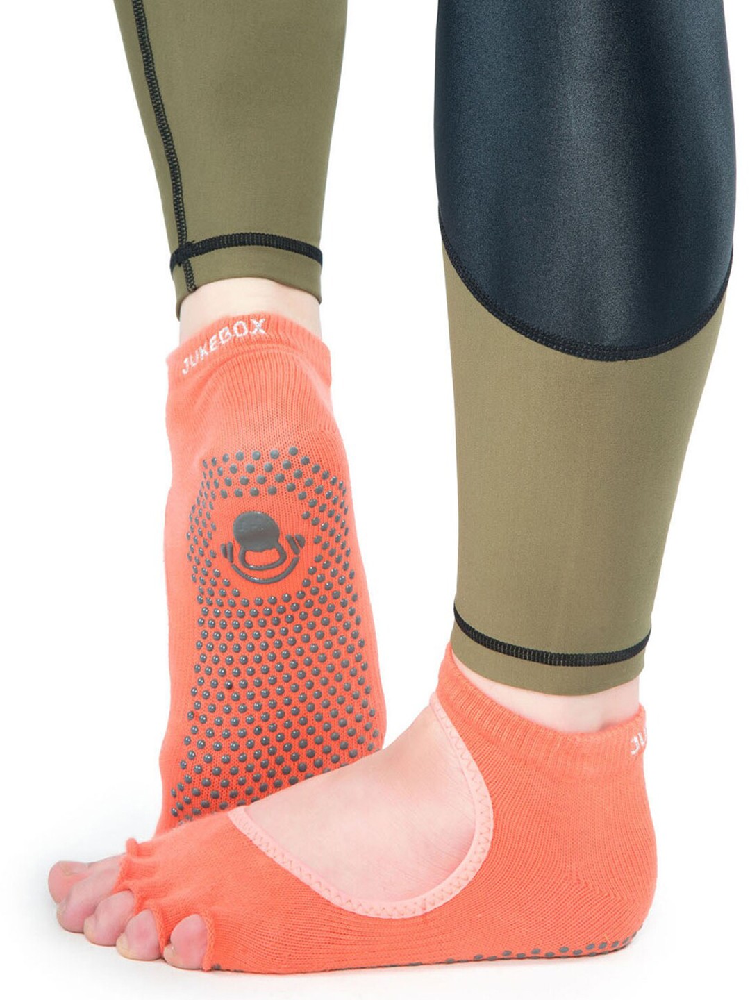 

Wearjukebox Orange Solid Half Toe Grip Socks