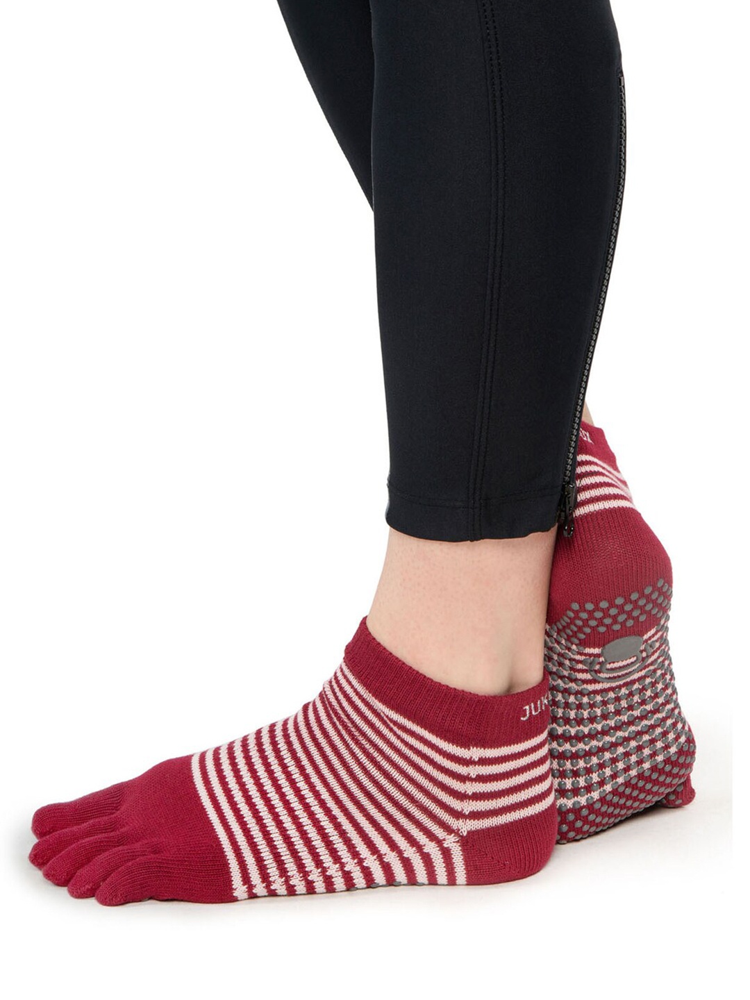 

Wearjukebox Red Striped Printed Ankle-Length Socks