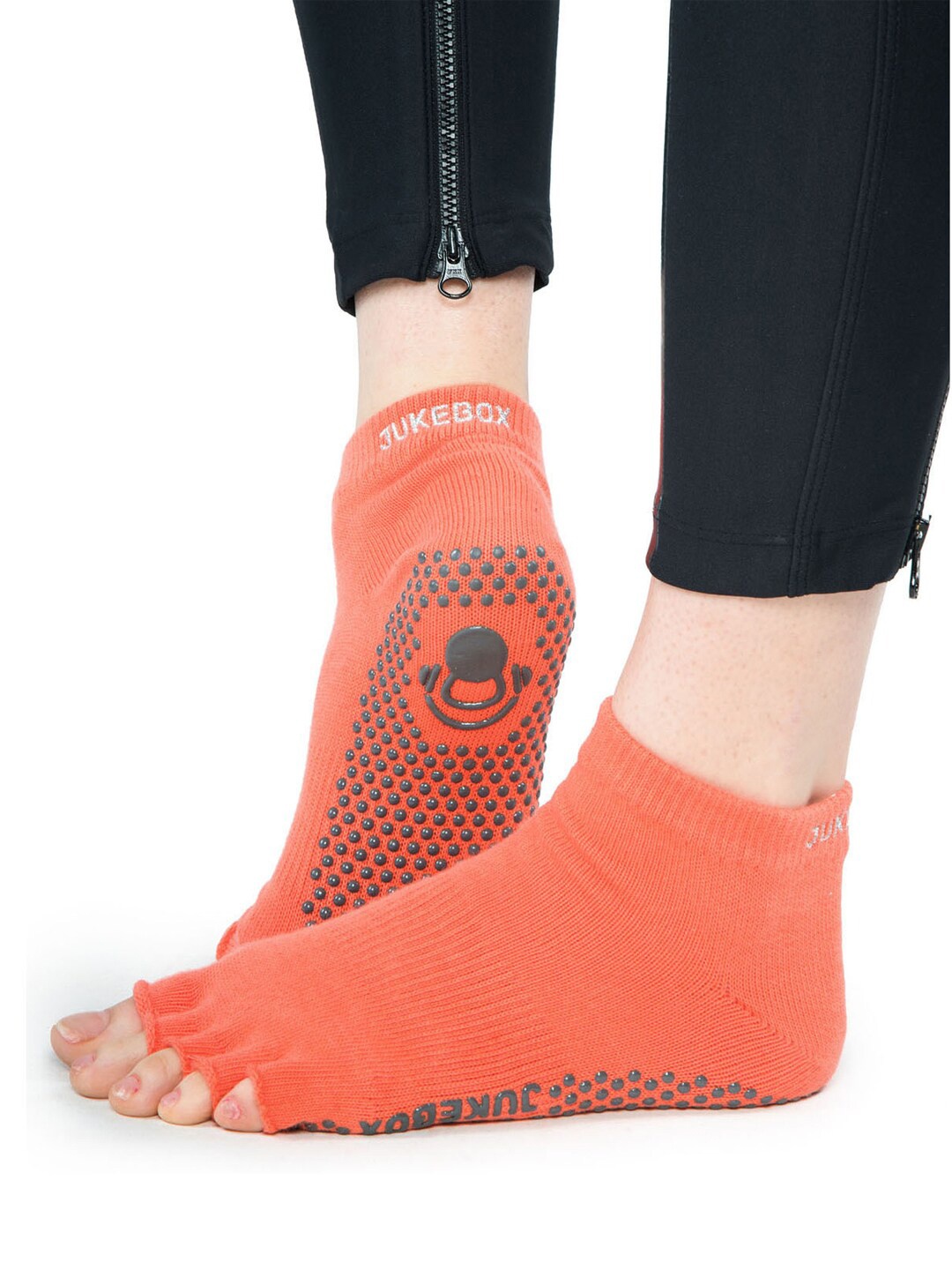 

Wearjukebox Orange Solid Ankle-Length Half-Toe Socks