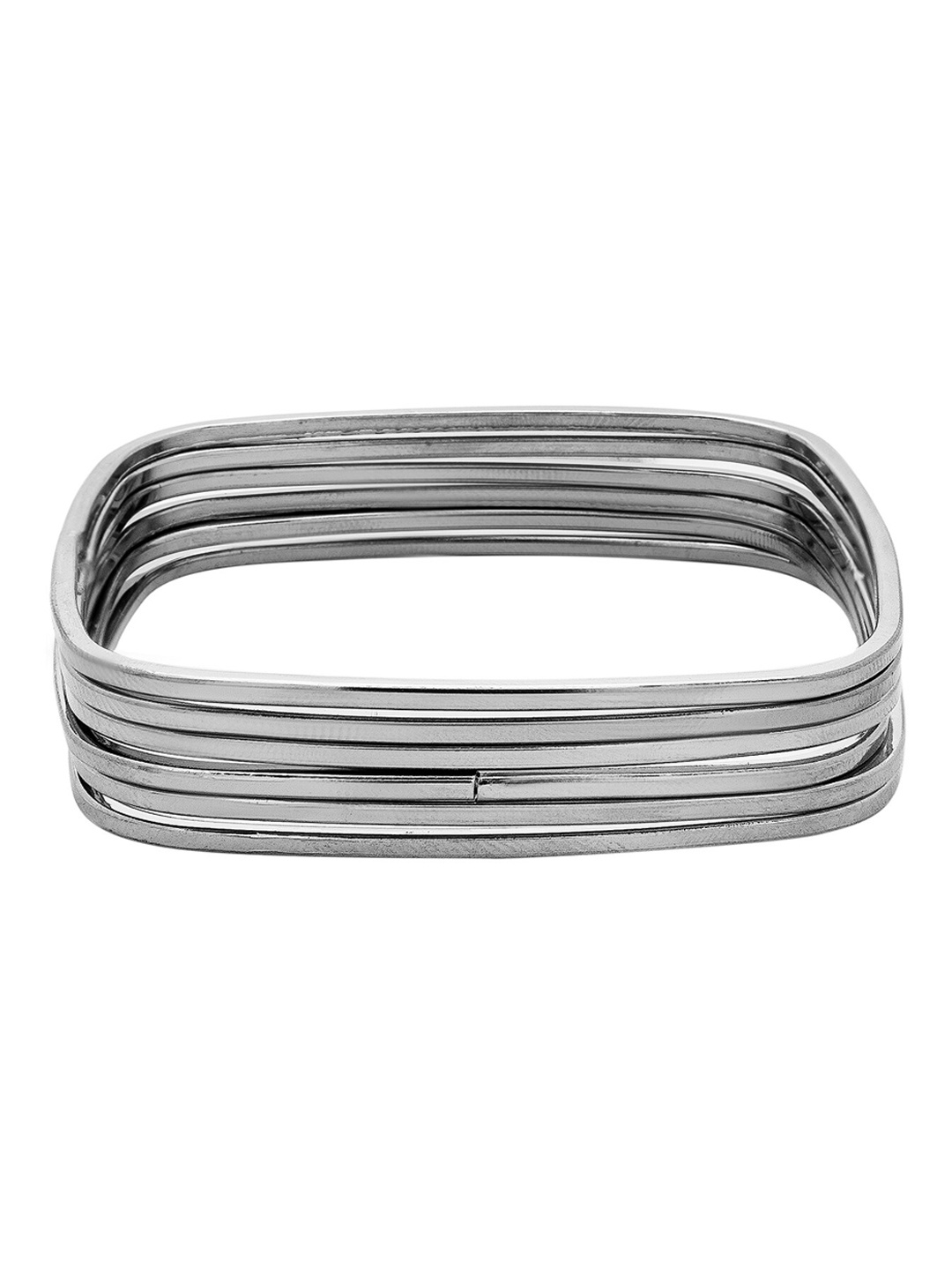 

Shining Jewel - By Shivansh Set of 6 Silver-Plated Square Bangle