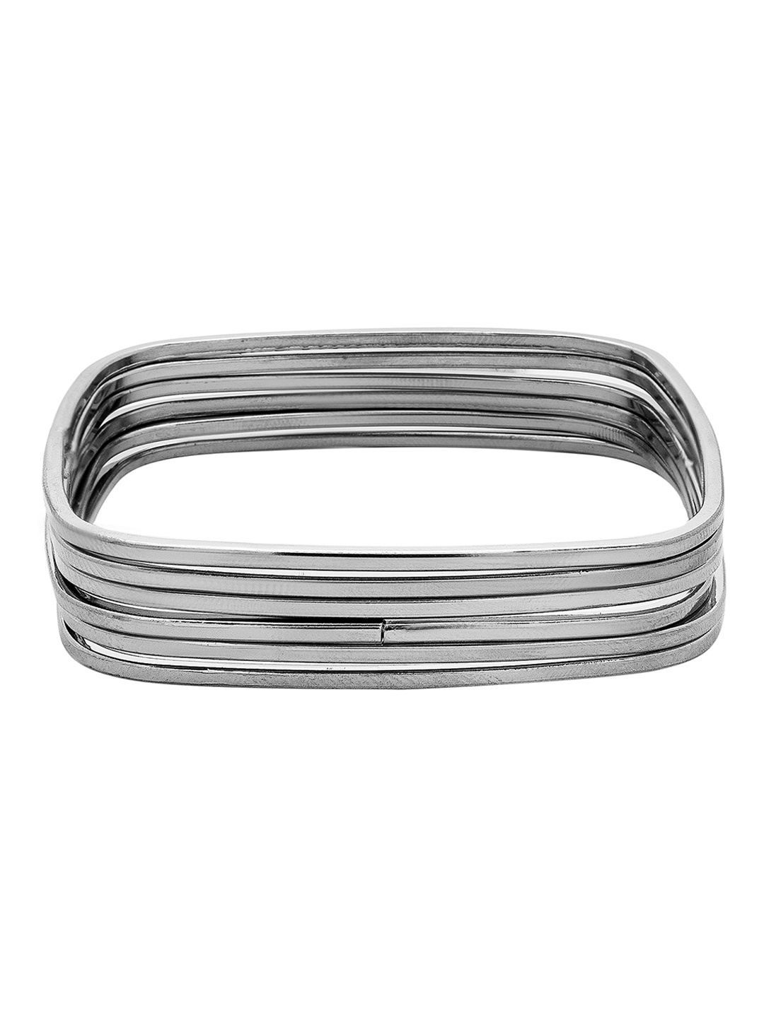 

Shining Jewel - By Shivansh Set Of 6 Silver-Plated Square Bangle