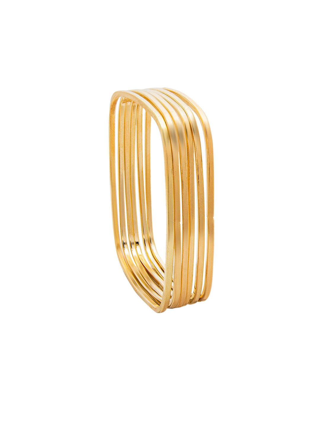 

Shining Jewel - By Shivansh Gold-Plated Square Antique Bangles
