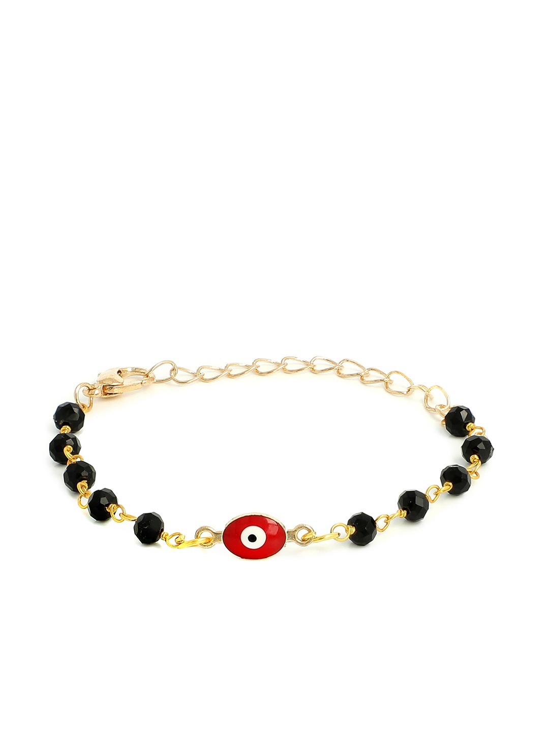 

EL REGALO Unisex Kids Gold-Toned & Black Gold-Plated Nazaria Ring Bracelet