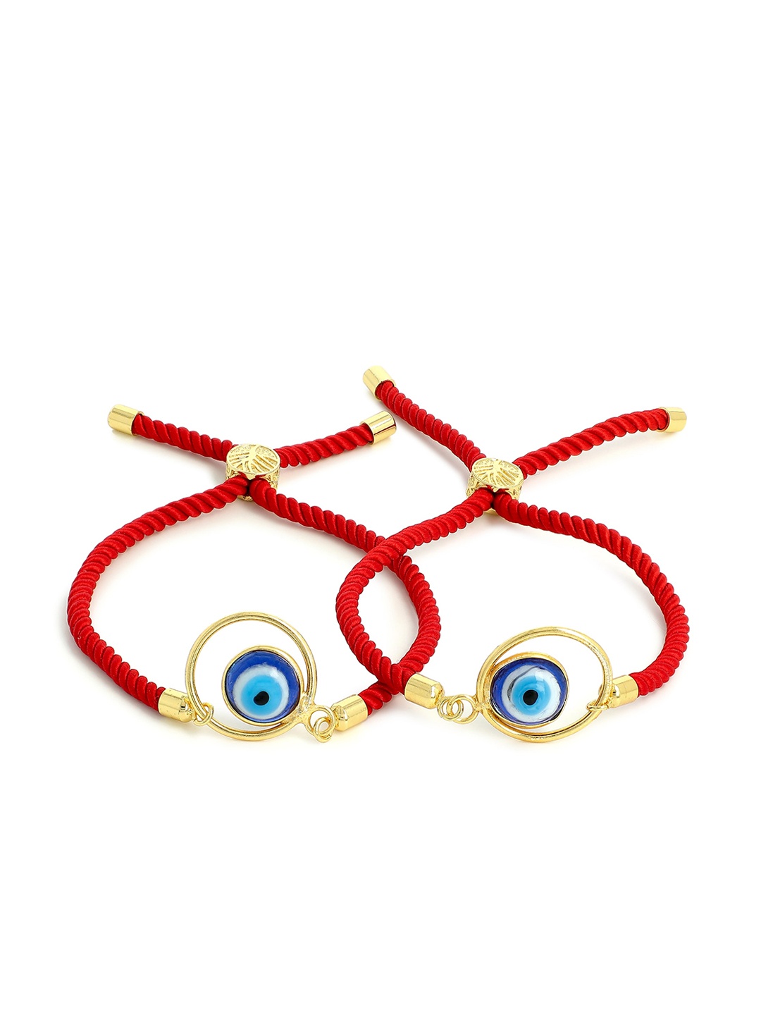 

EL REGALO Unisex Pack of 2 Gold-Toned & Red Gold-Plated Bangle-Style Bracelet